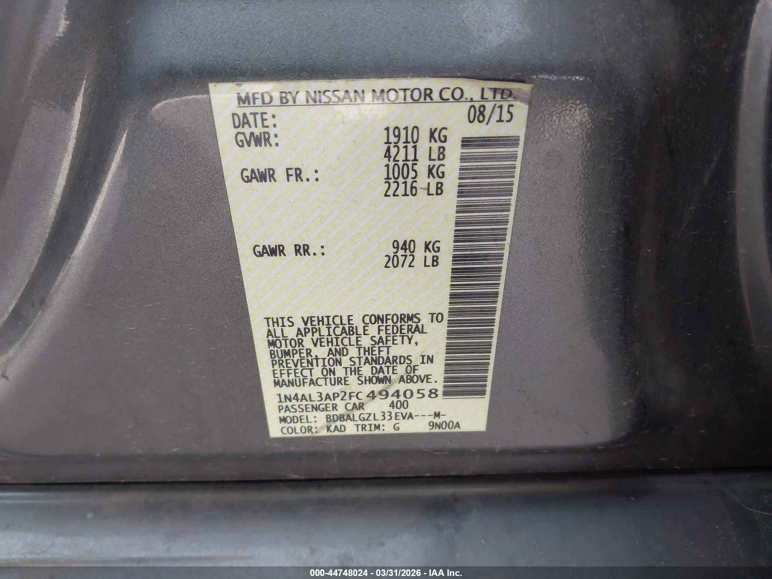 NISSAN ALTIMA image 9