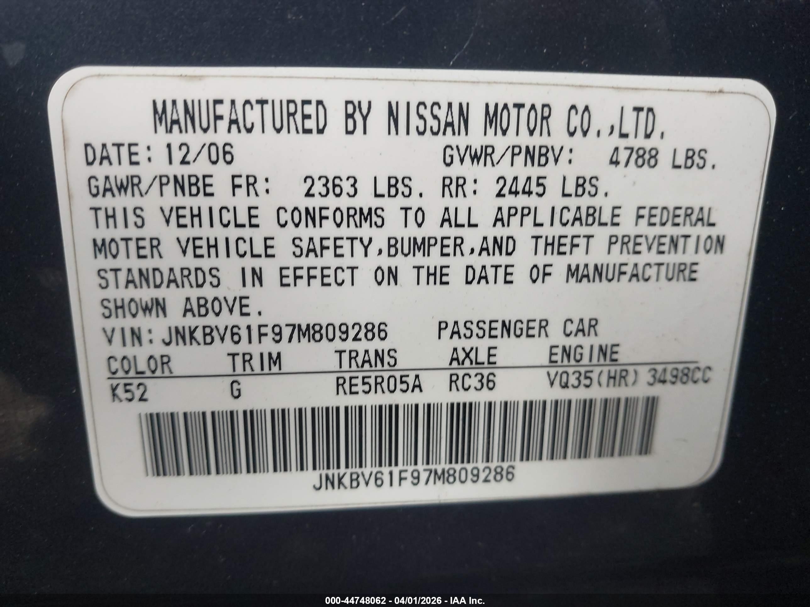 INFINITI G35X image 9