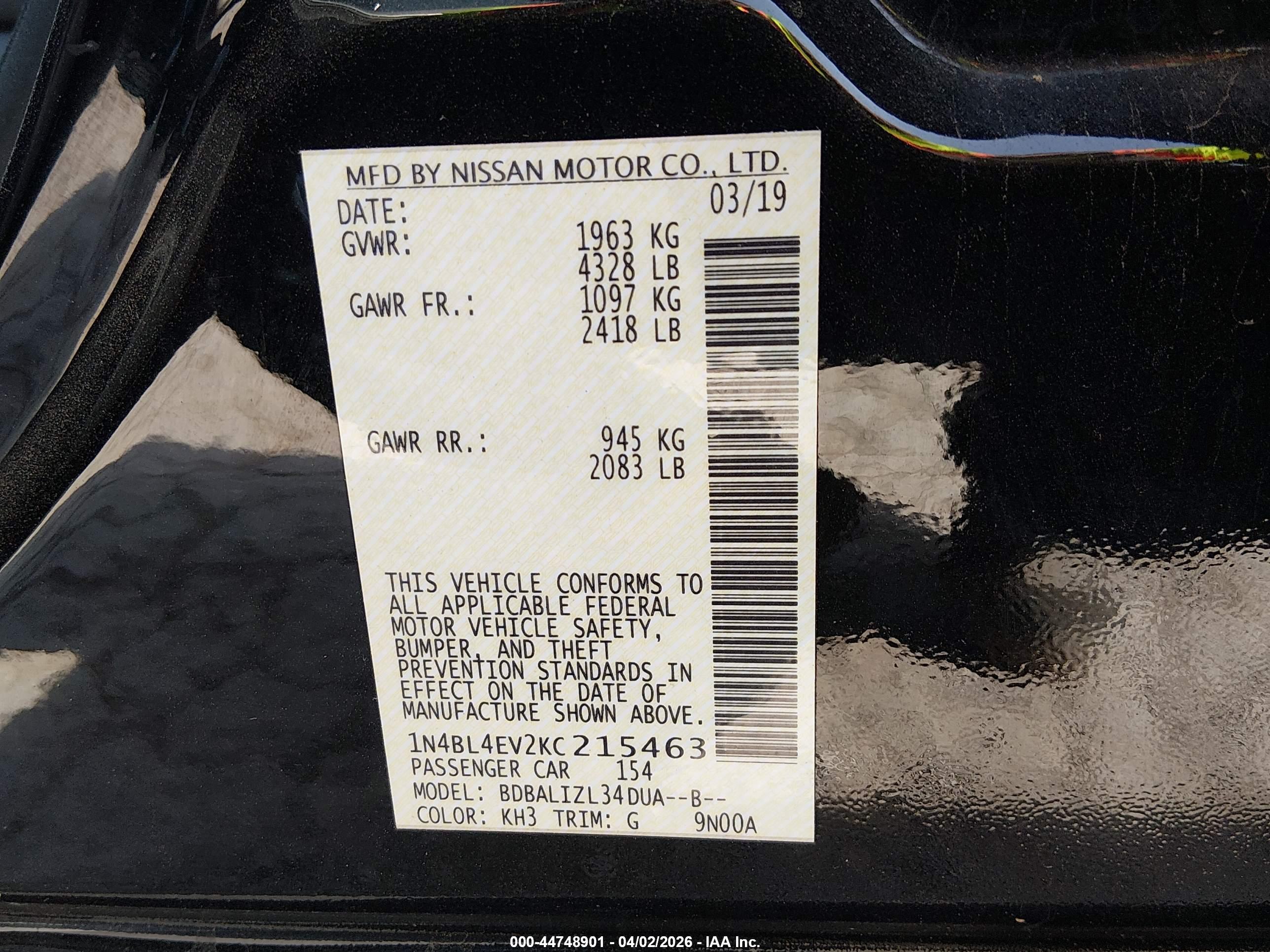 NISSAN ALTIMA image 9