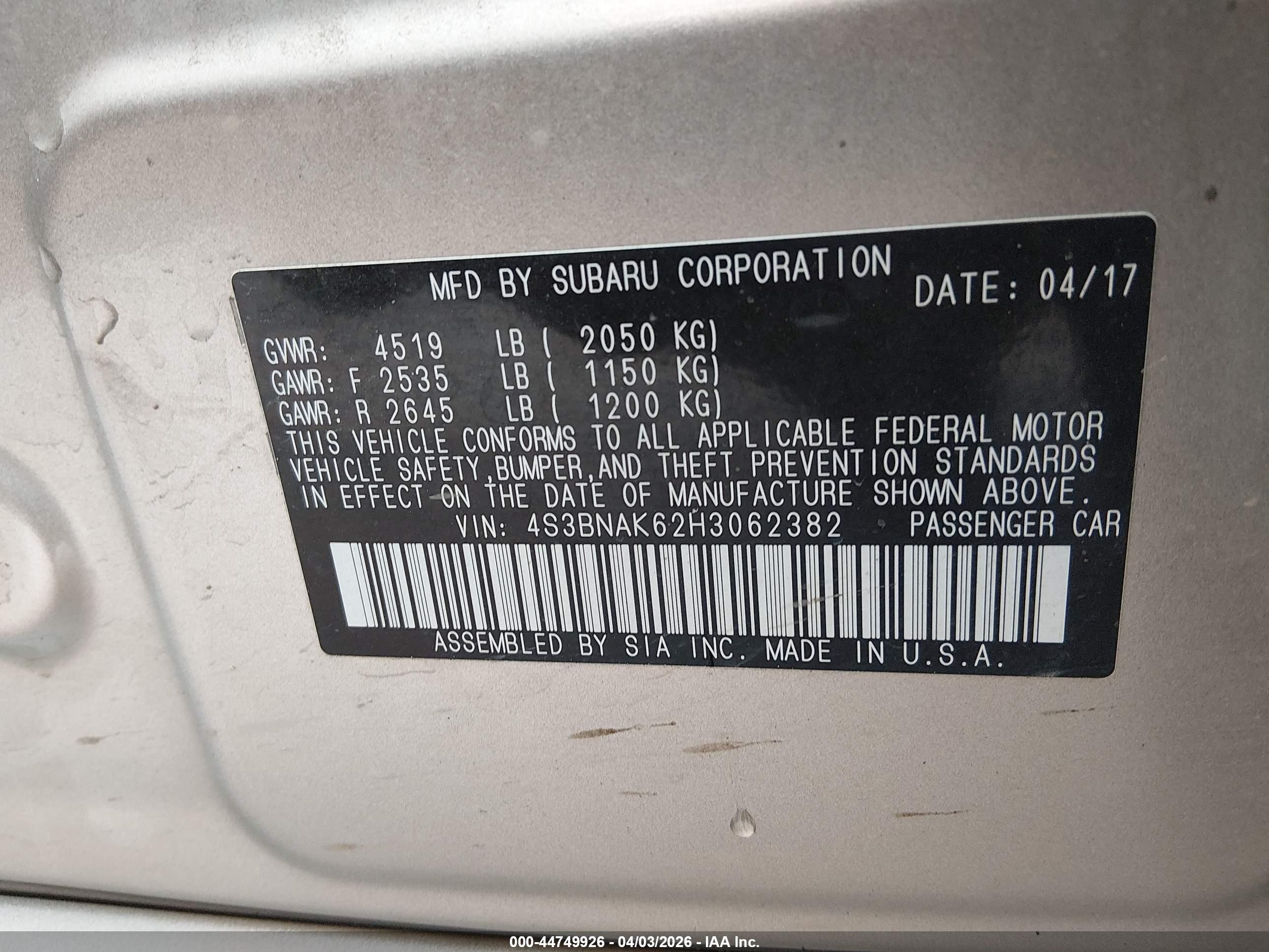 SUBARU LEGACY image 9