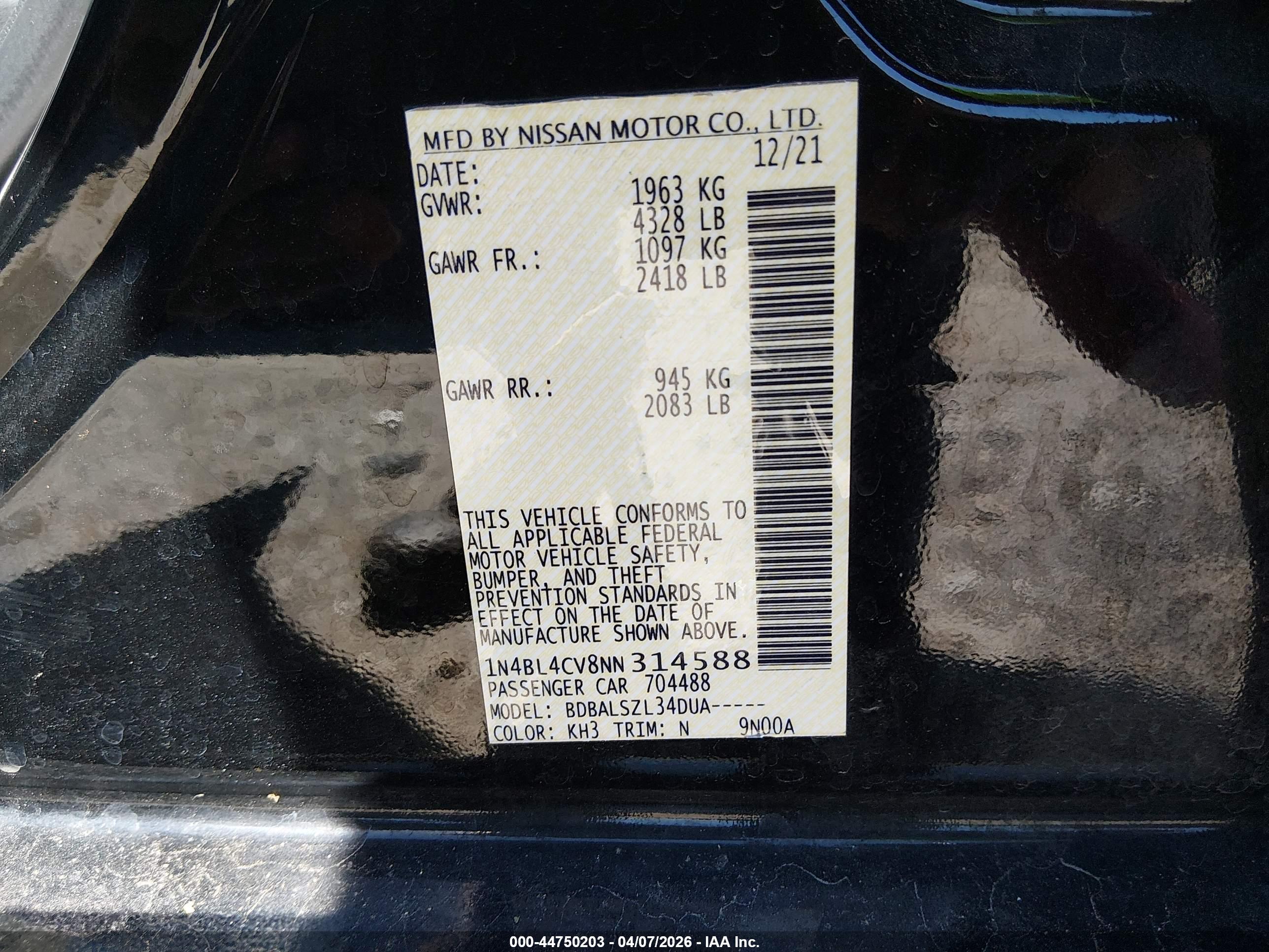 NISSAN ALTIMA image 9