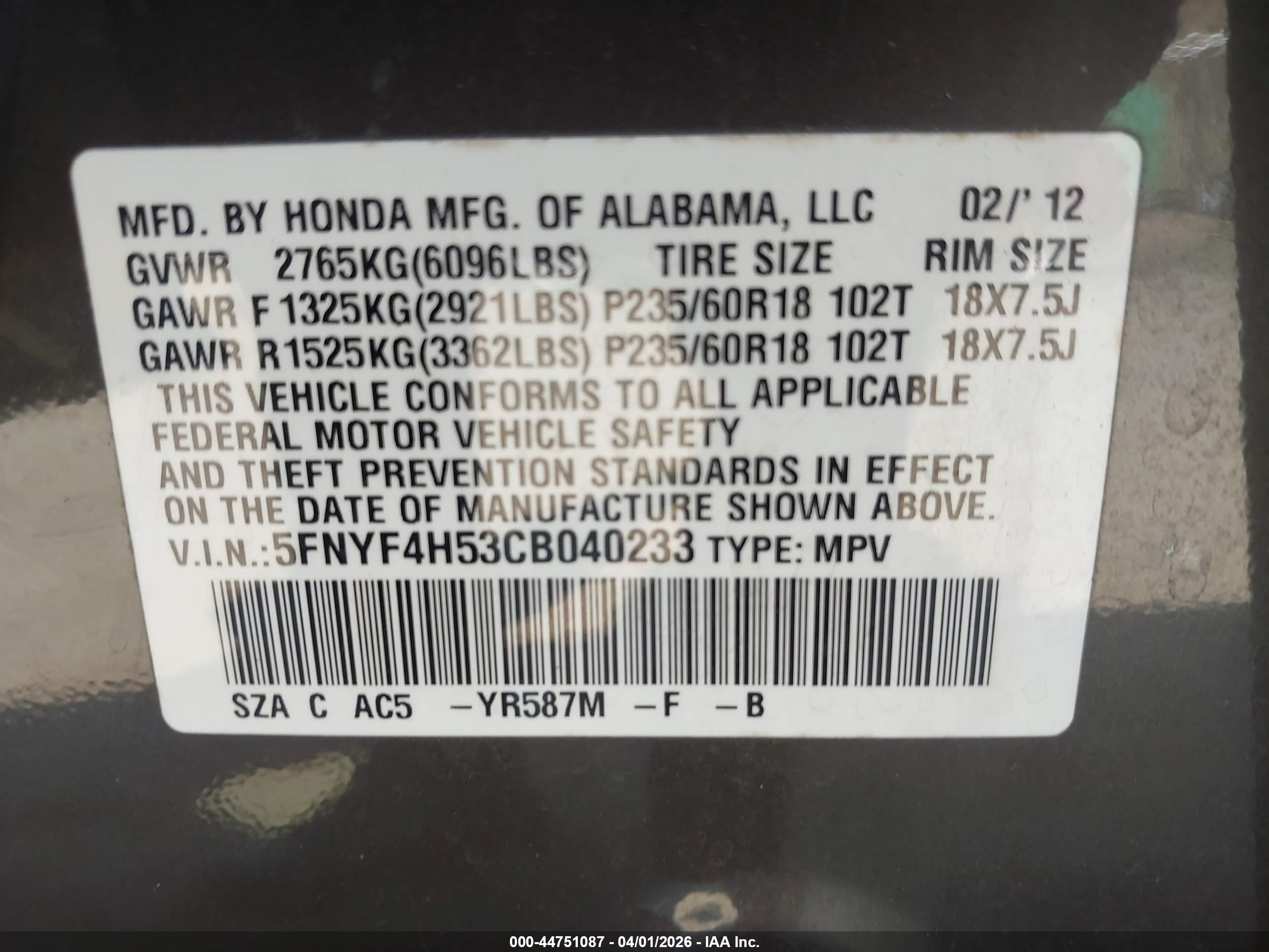 HONDA PILOT image 9