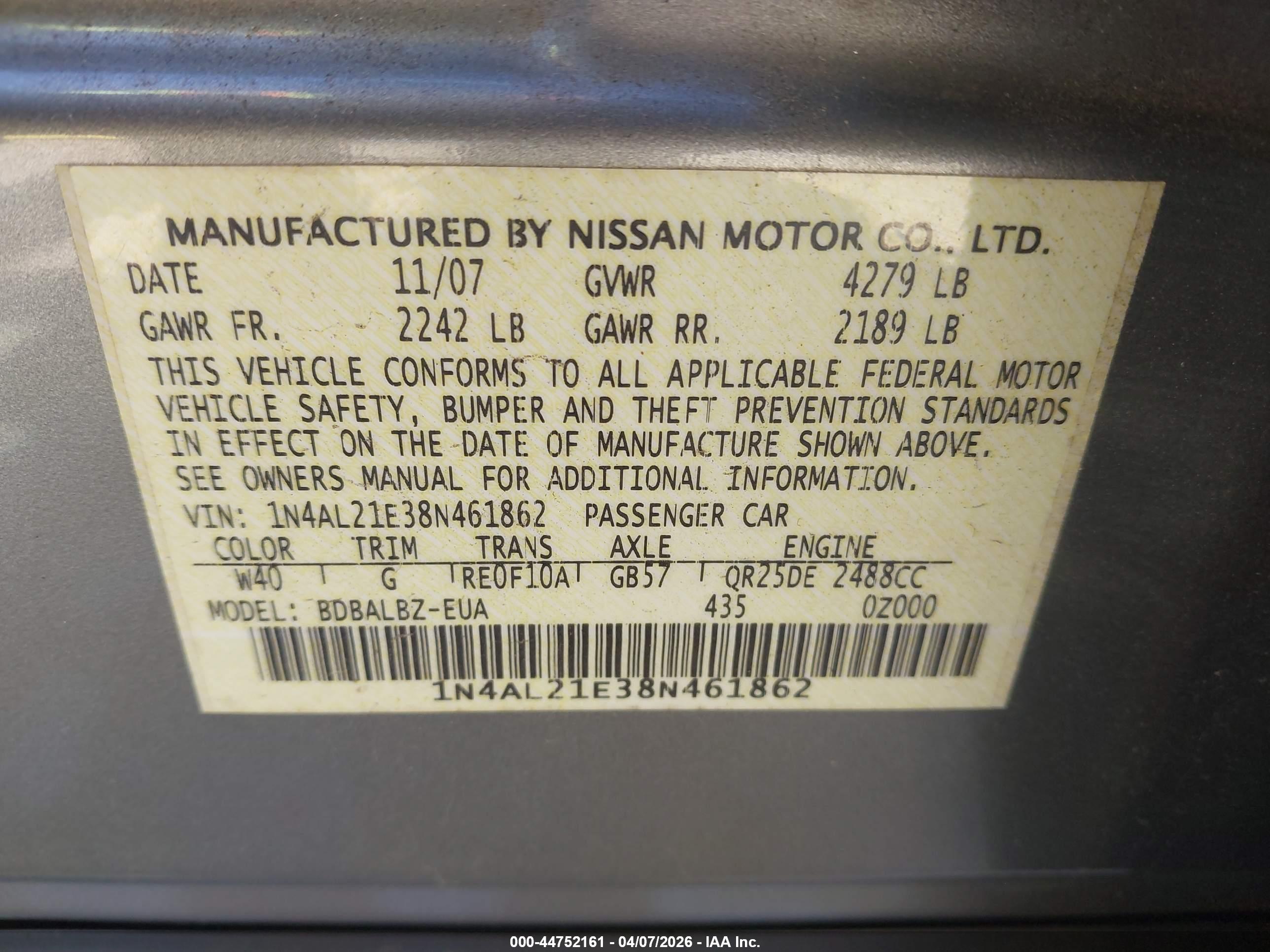 NISSAN ALTIMA image 9