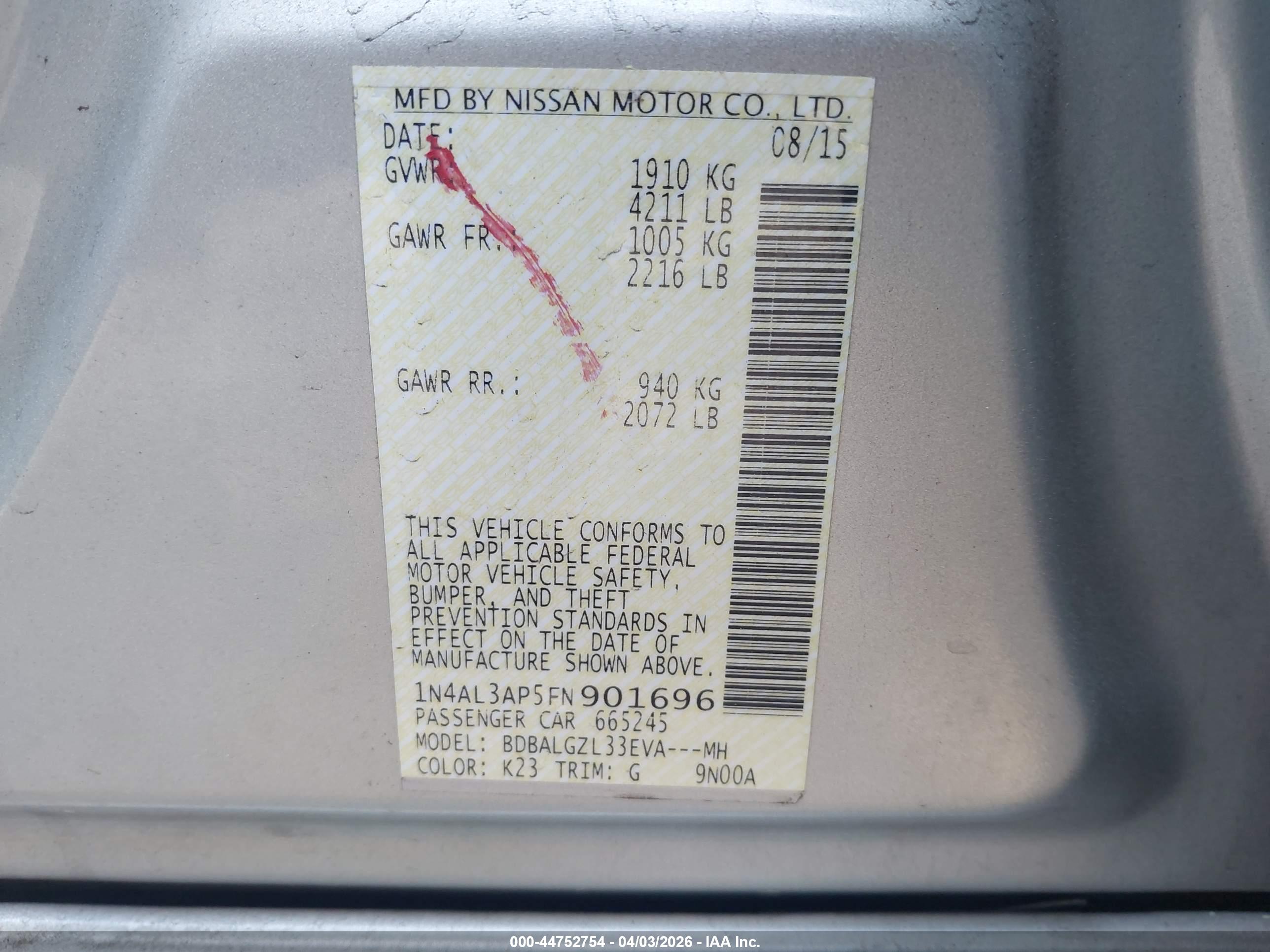 NISSAN ALTIMA image 9