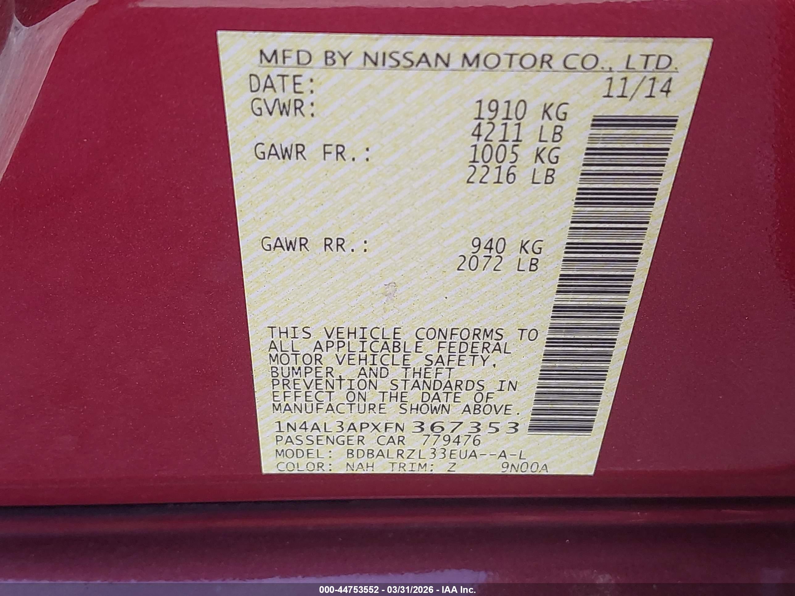 NISSAN ALTIMA image 9
