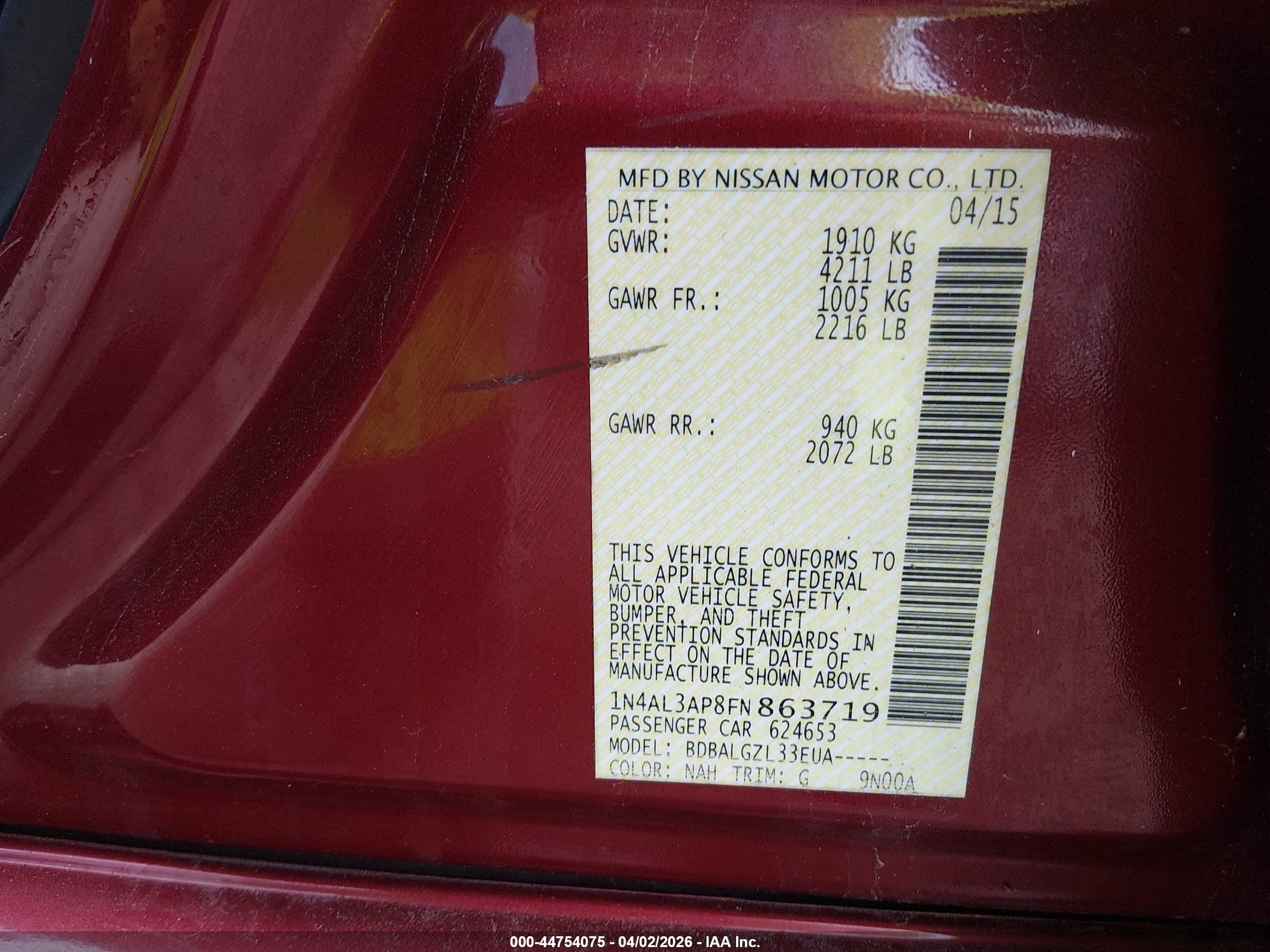 NISSAN ALTIMA image 9