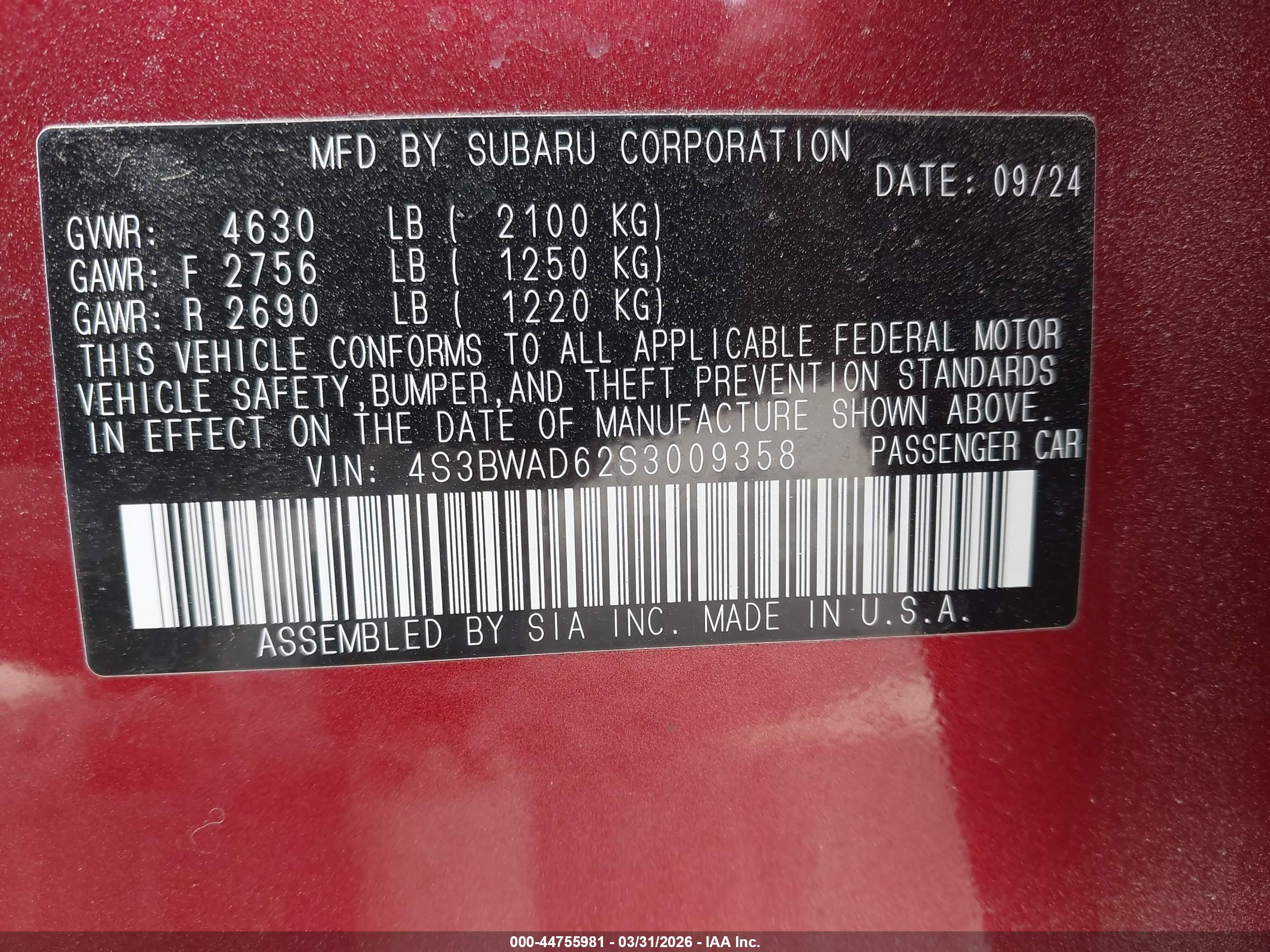 SUBARU LEGACY image 9