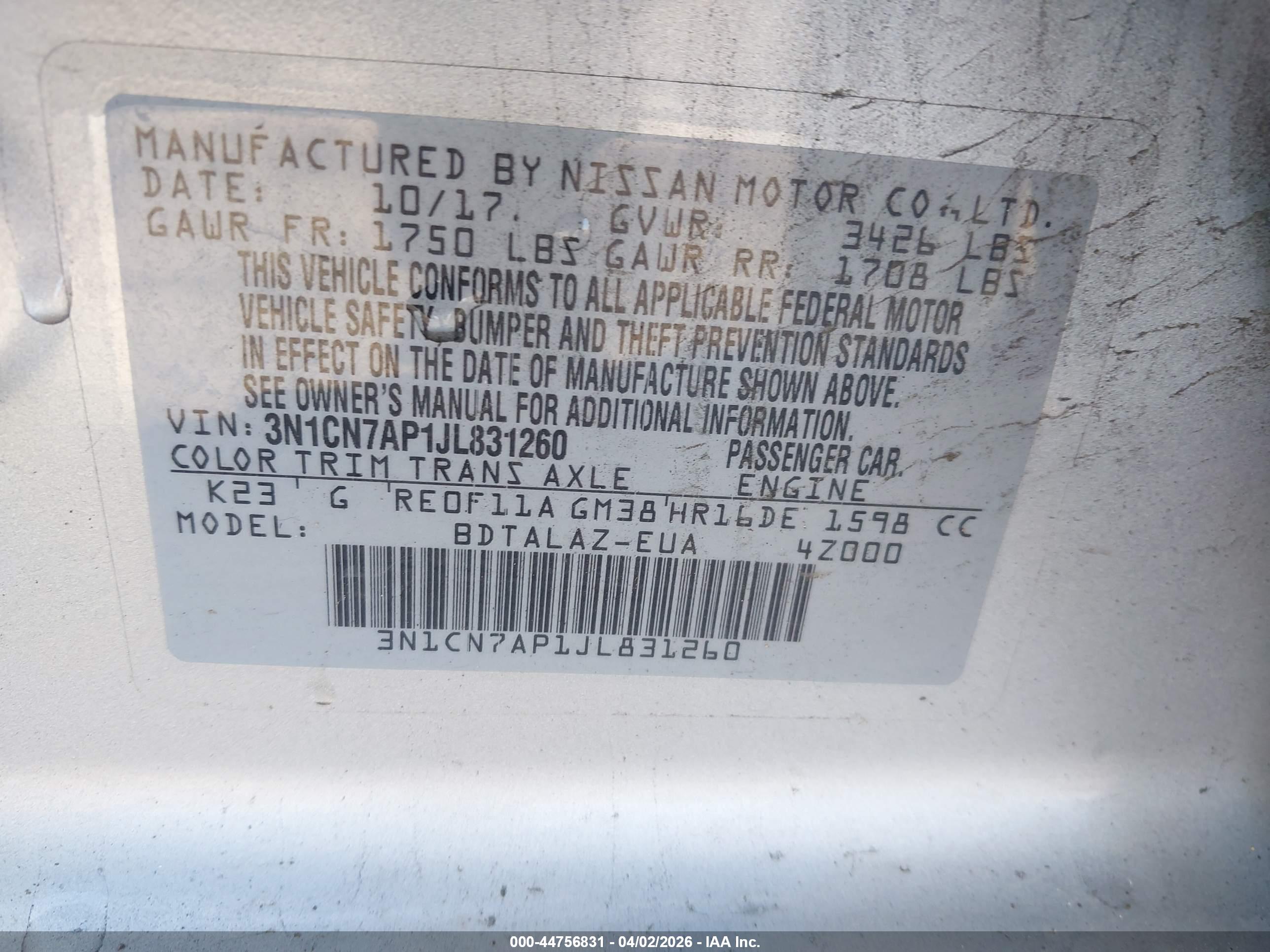 NISSAN VERSA image 9