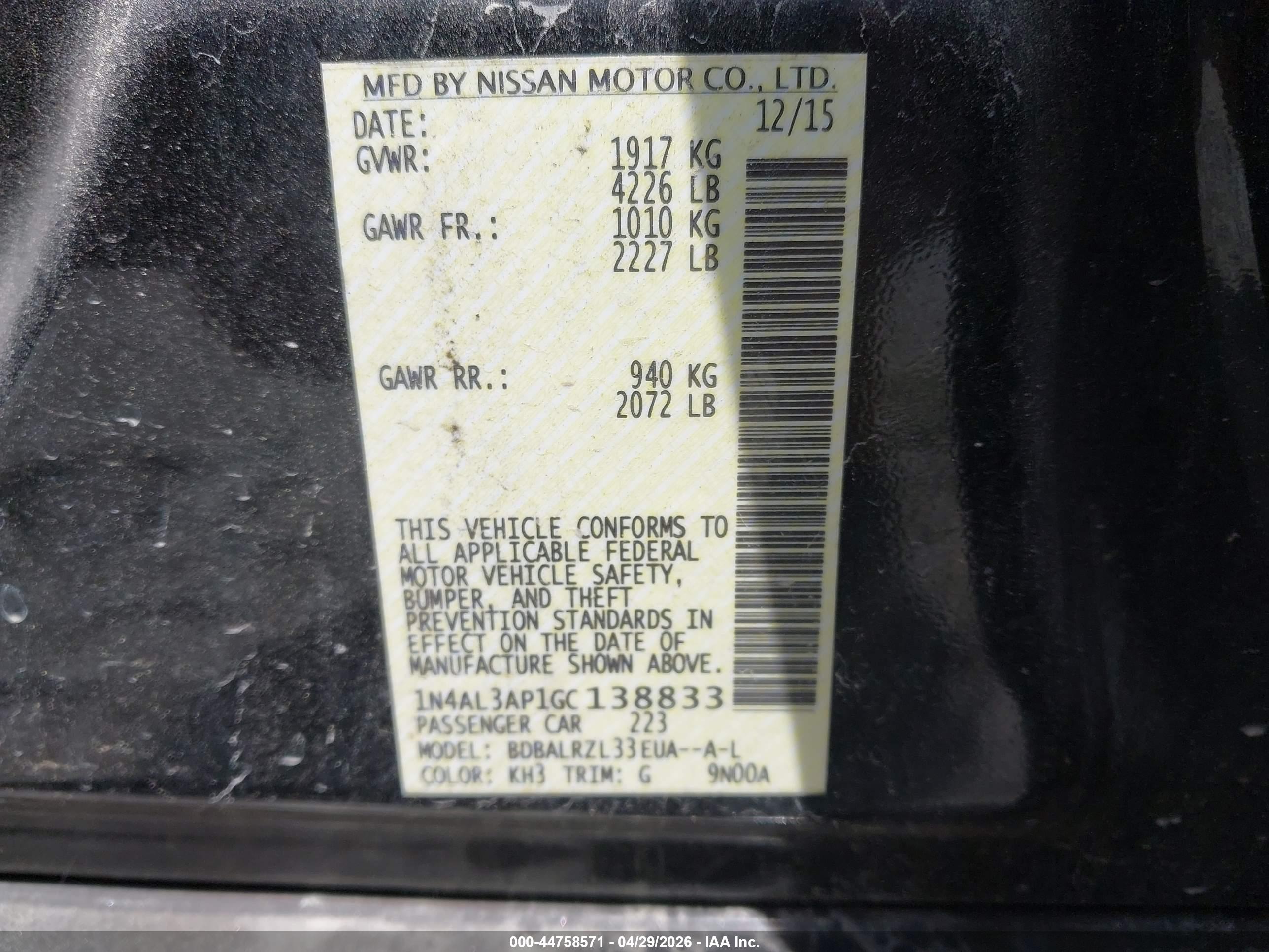 NISSAN ALTIMA image 9