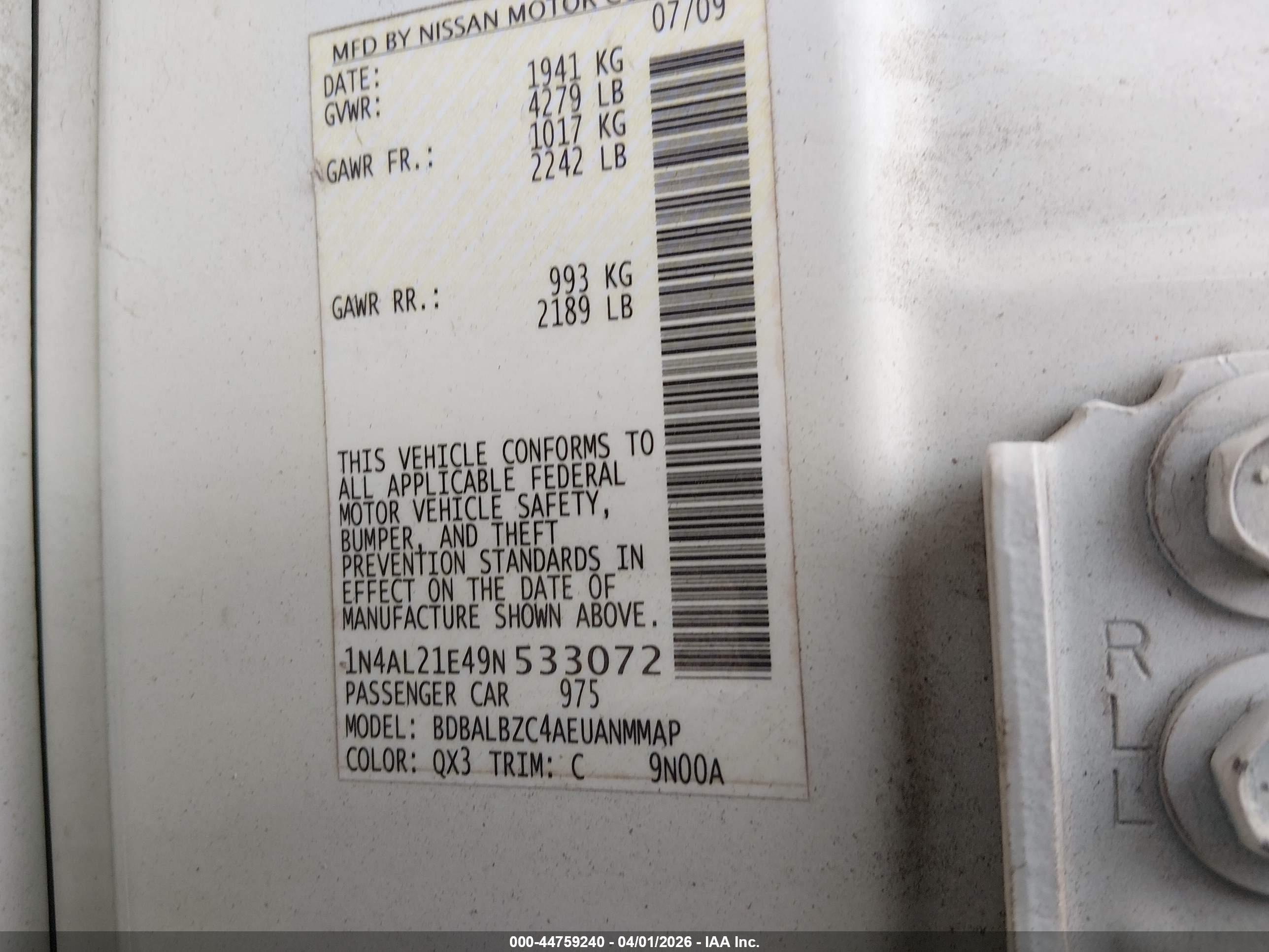 NISSAN ALTIMA image 9