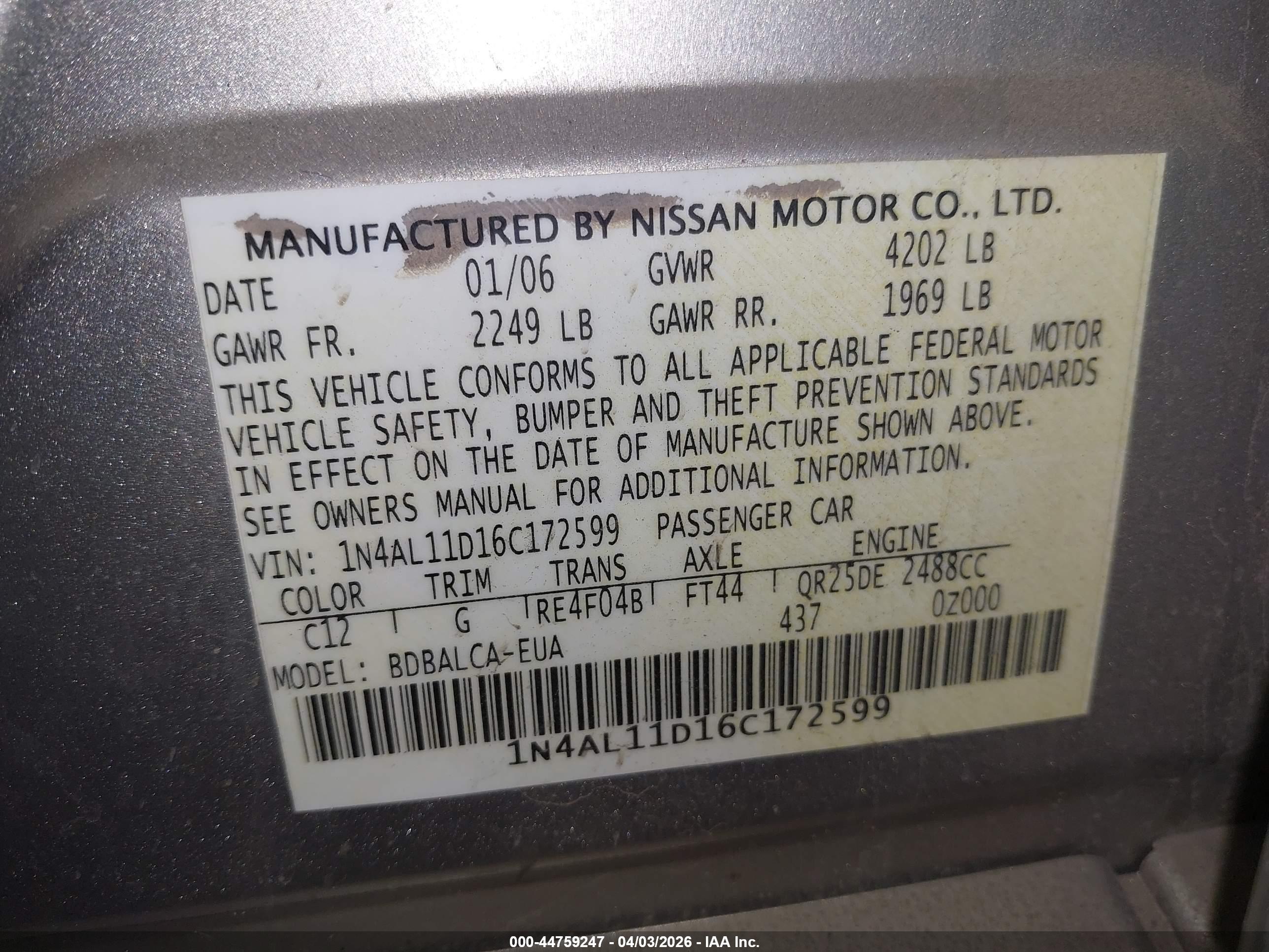 NISSAN ALTIMA image 9