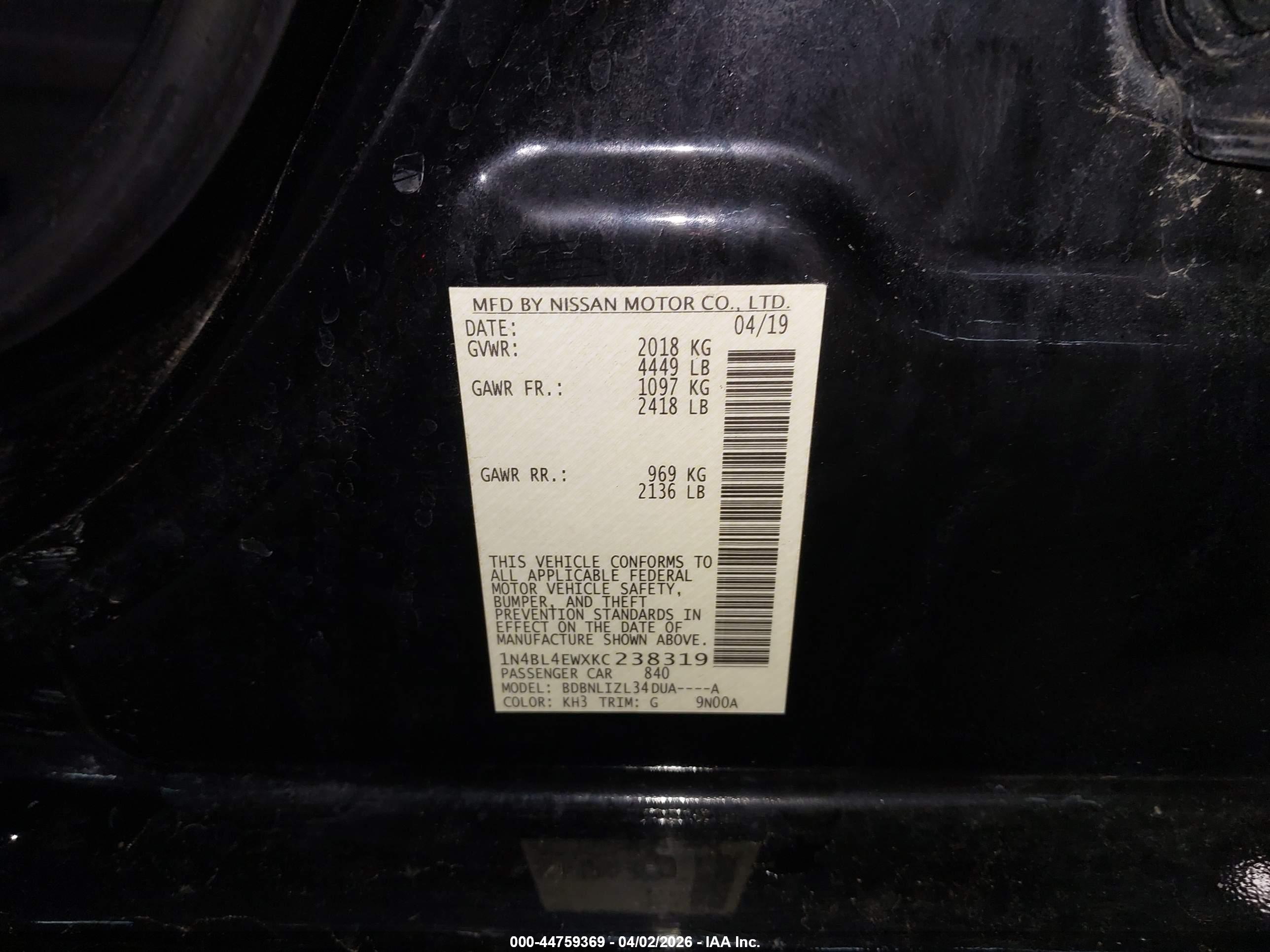 NISSAN ALTIMA image 9
