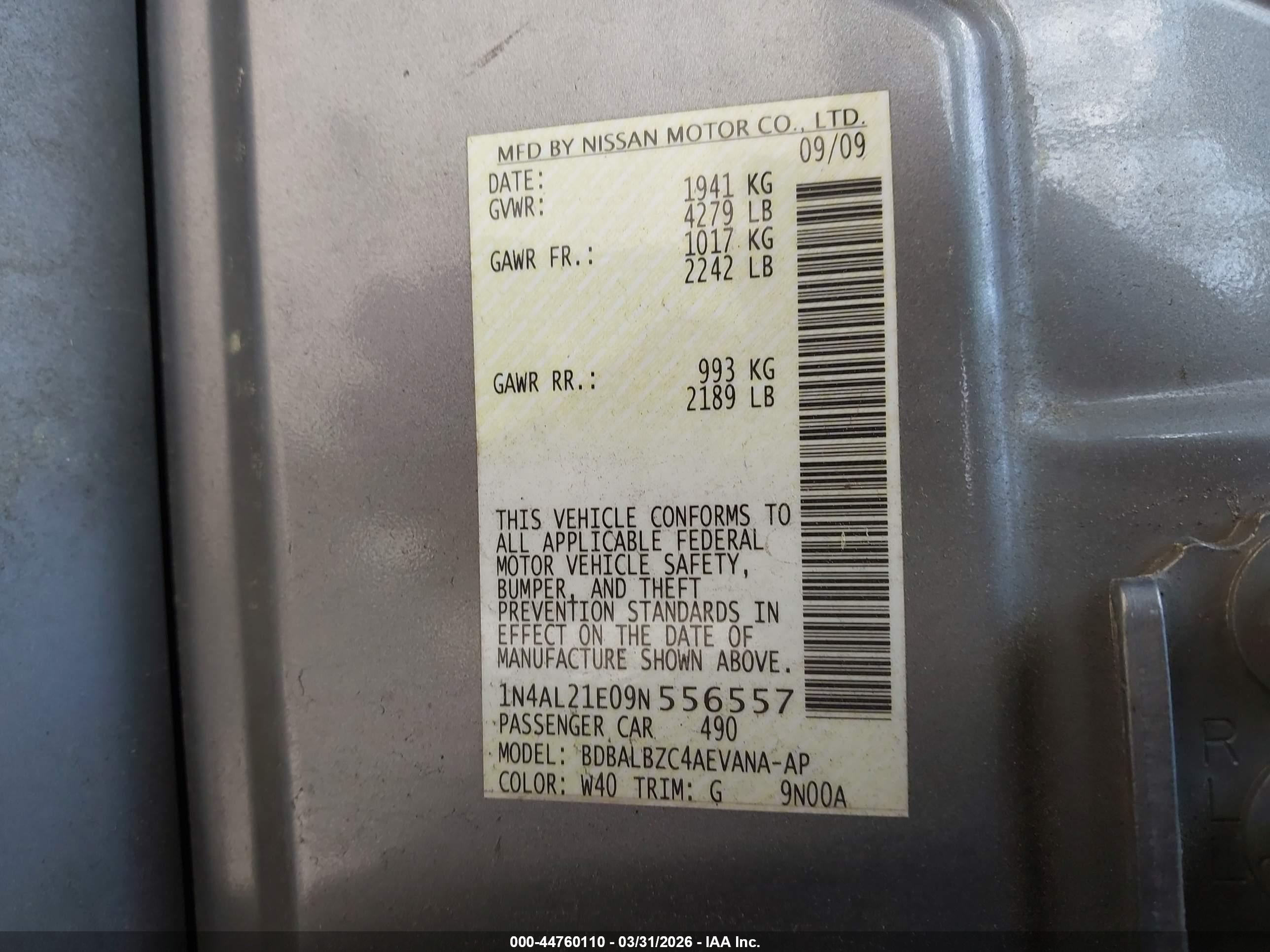 NISSAN ALTIMA image 9