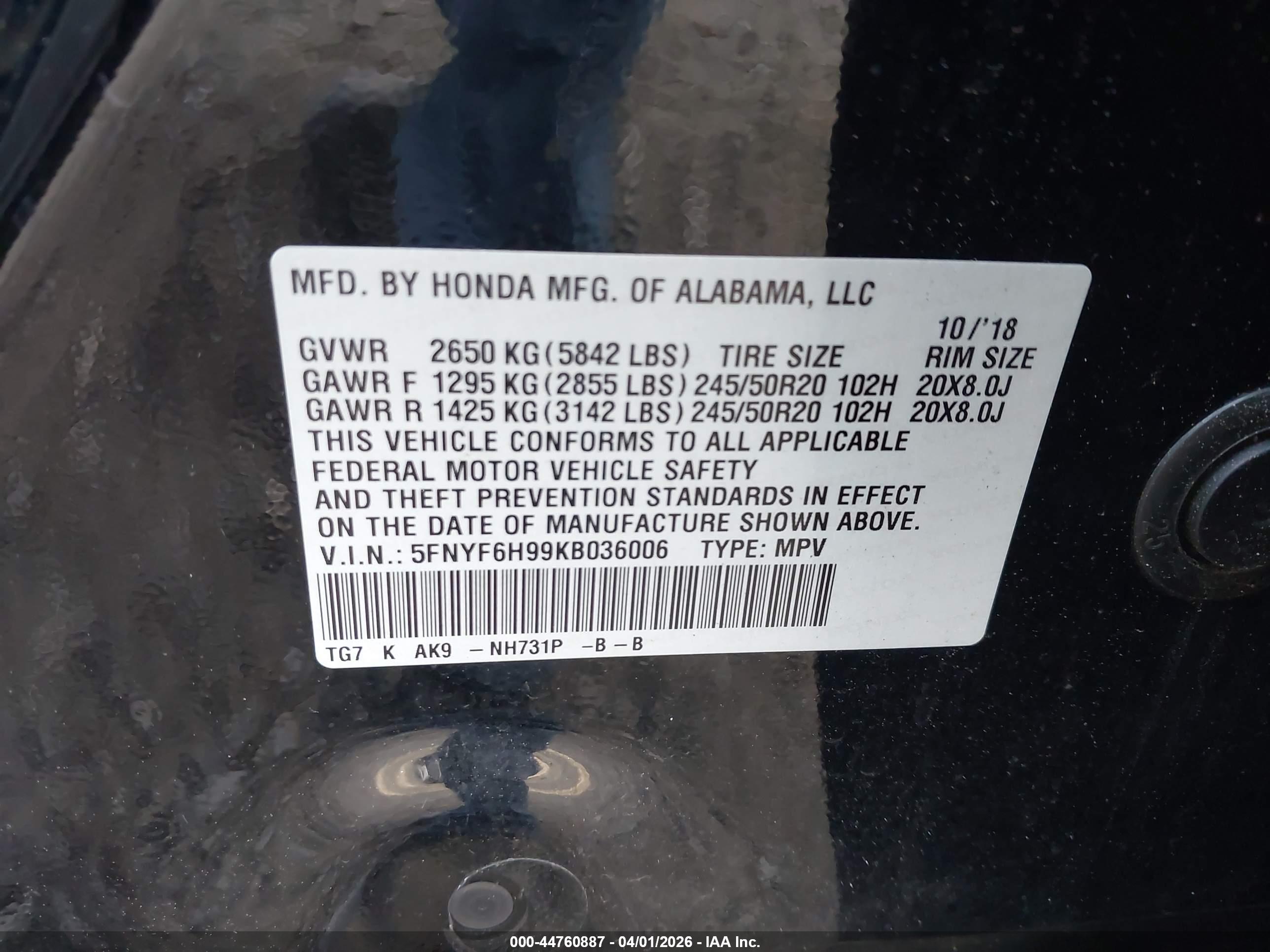 HONDA PILOT image 9