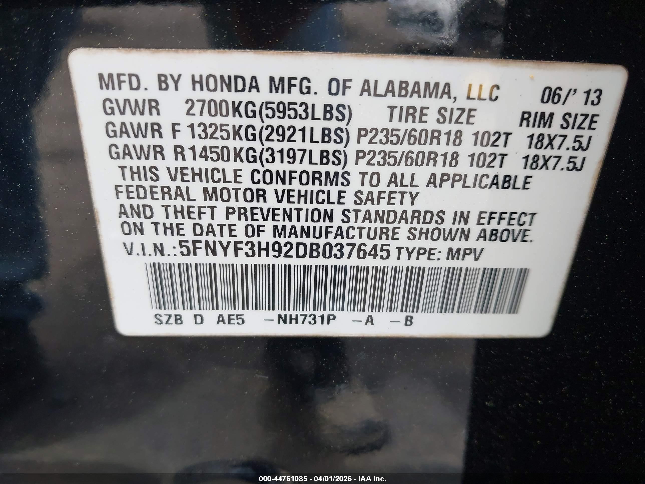 HONDA PILOT image 9