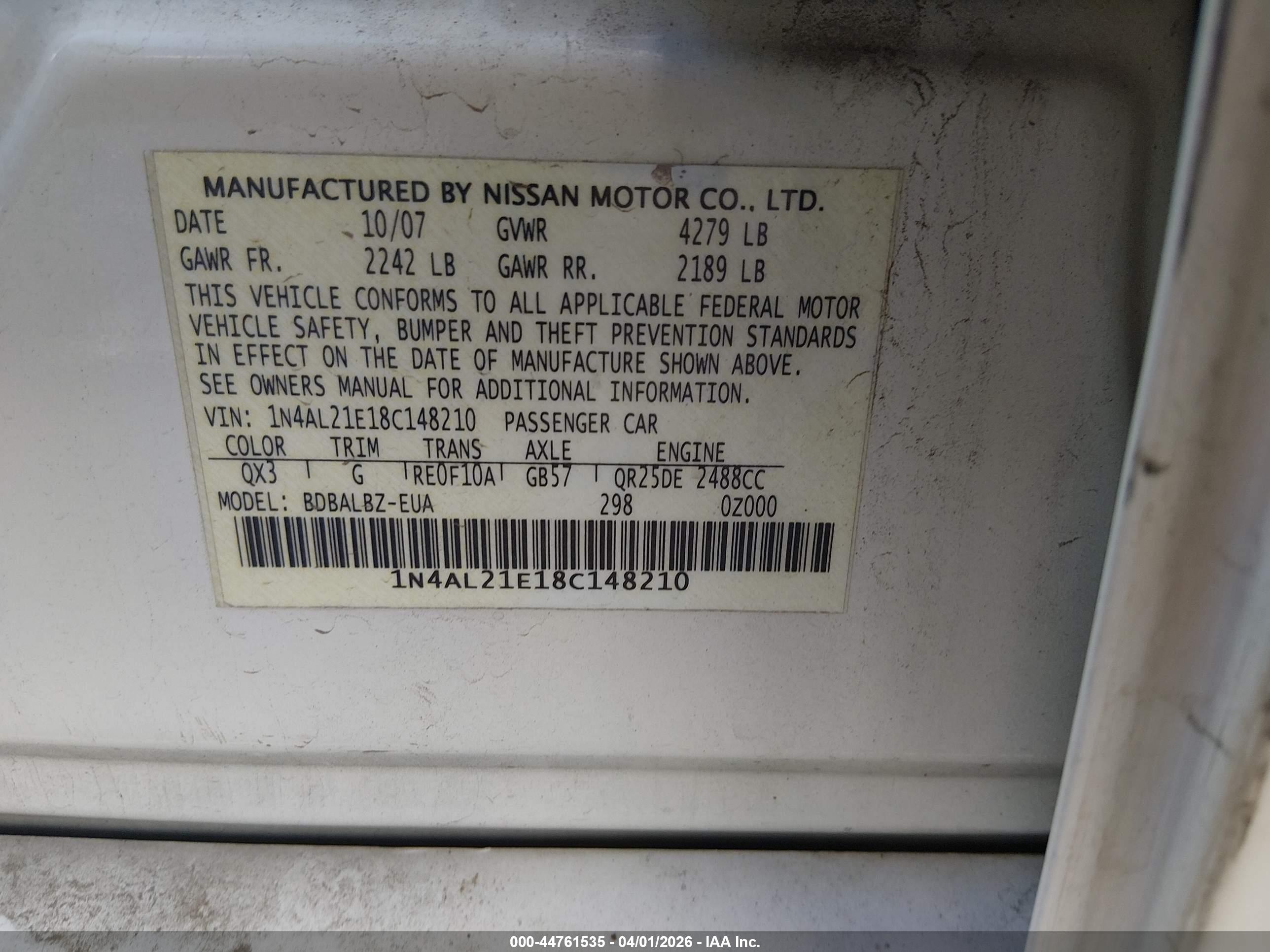 NISSAN ALTIMA image 9