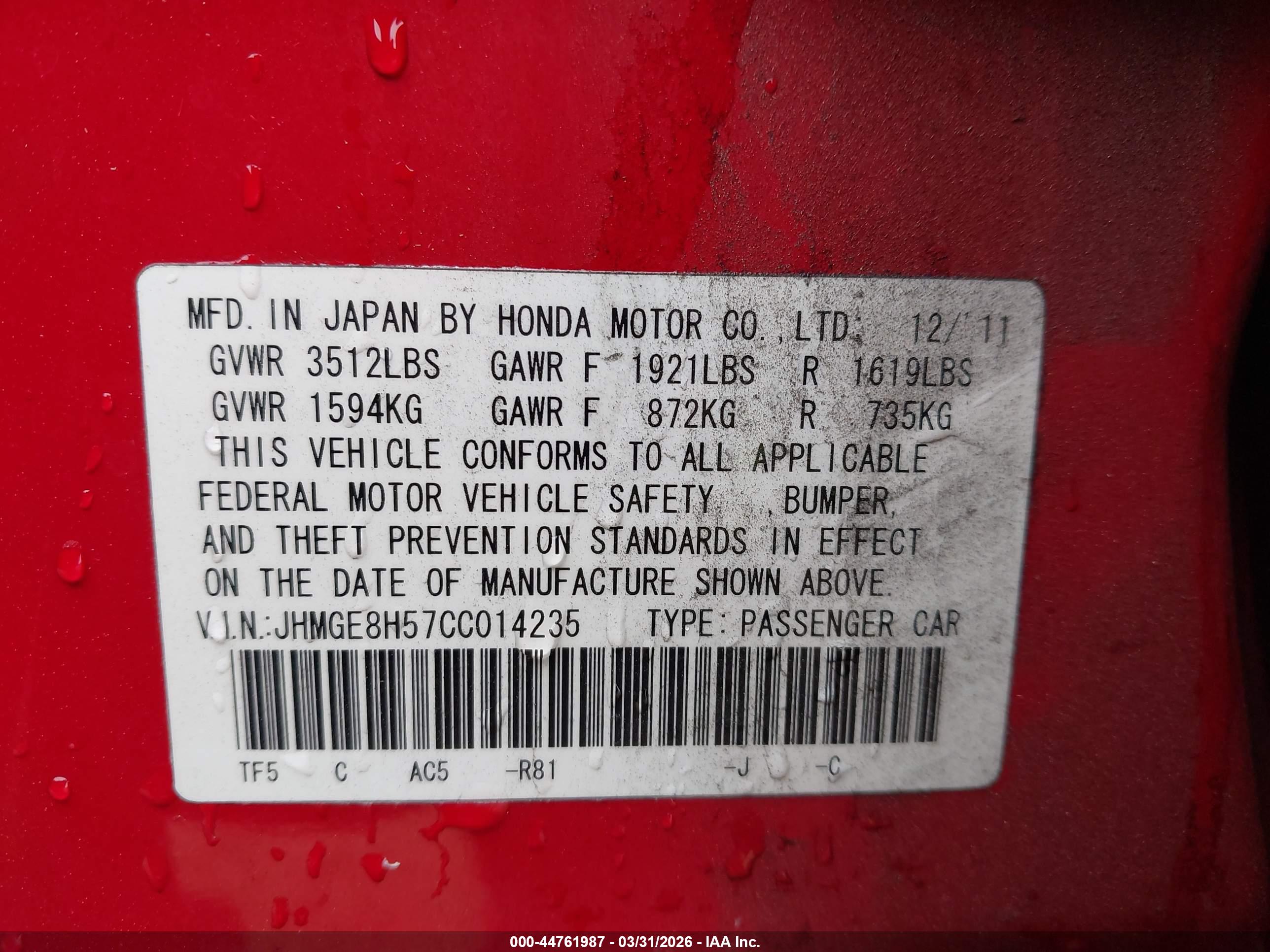 HONDA FIT image 9