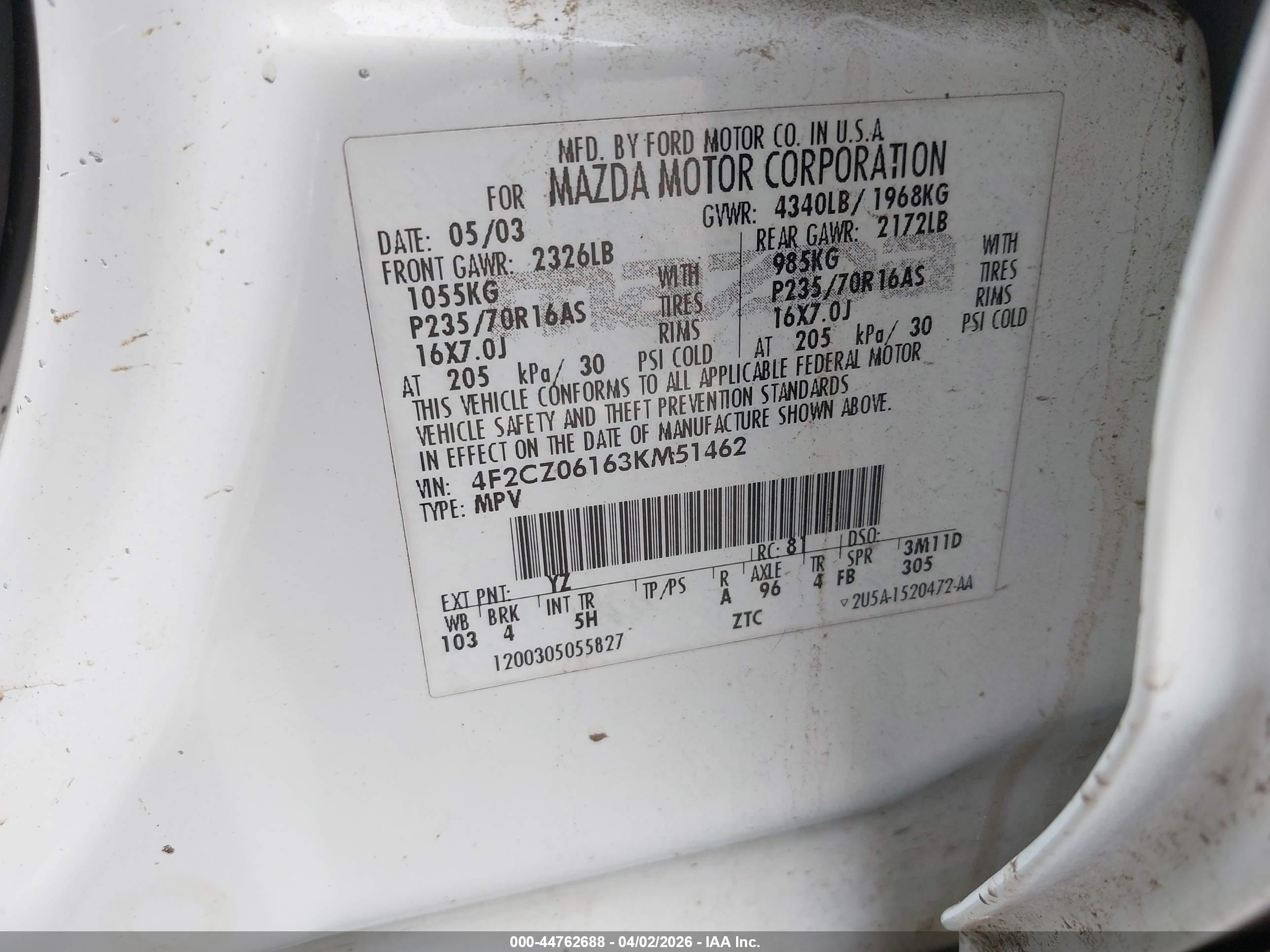 MAZDA TRIBUTE image 9