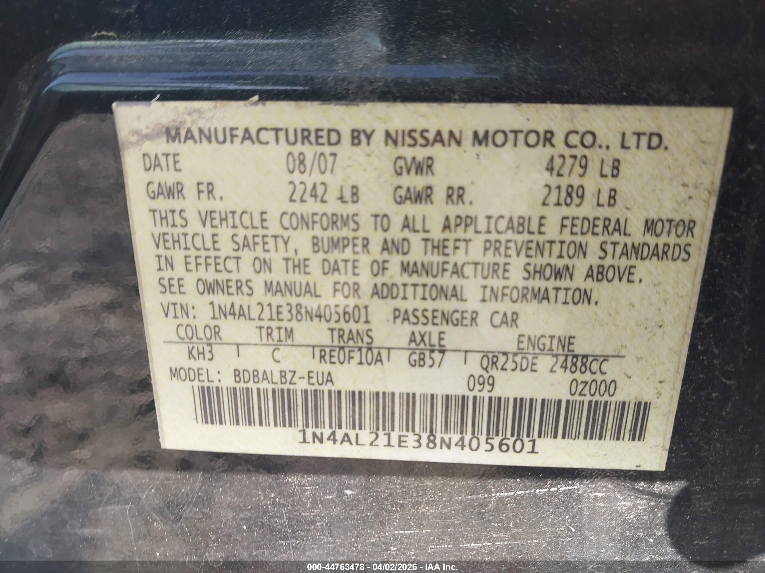 NISSAN ALTIMA image 9