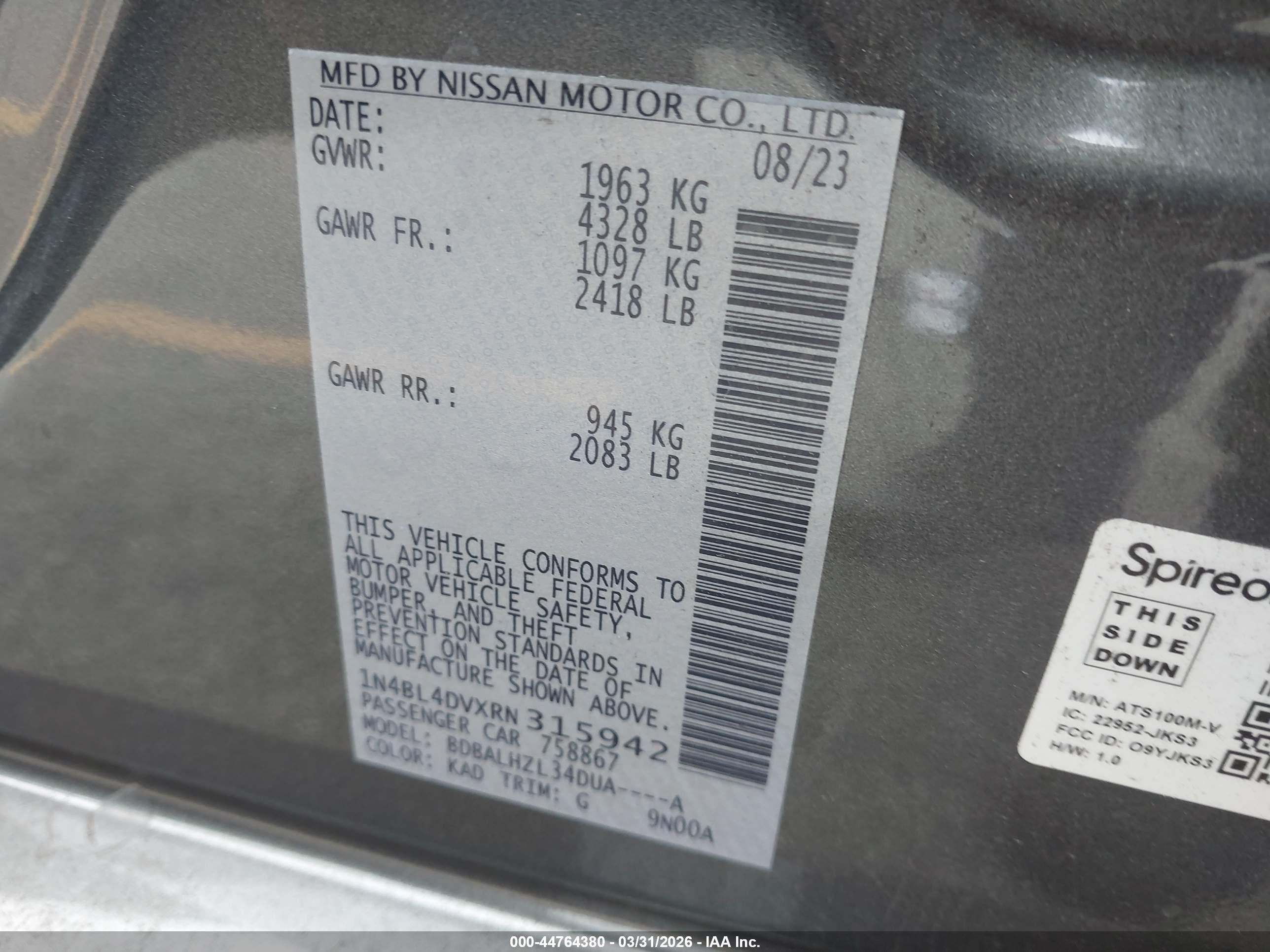 NISSAN ALTIMA image 9