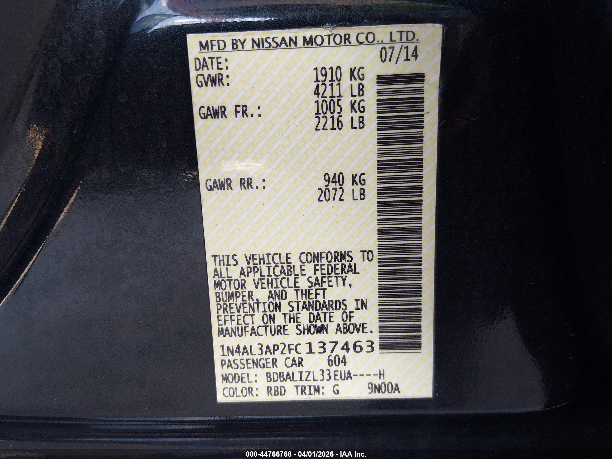 NISSAN ALTIMA image 9
