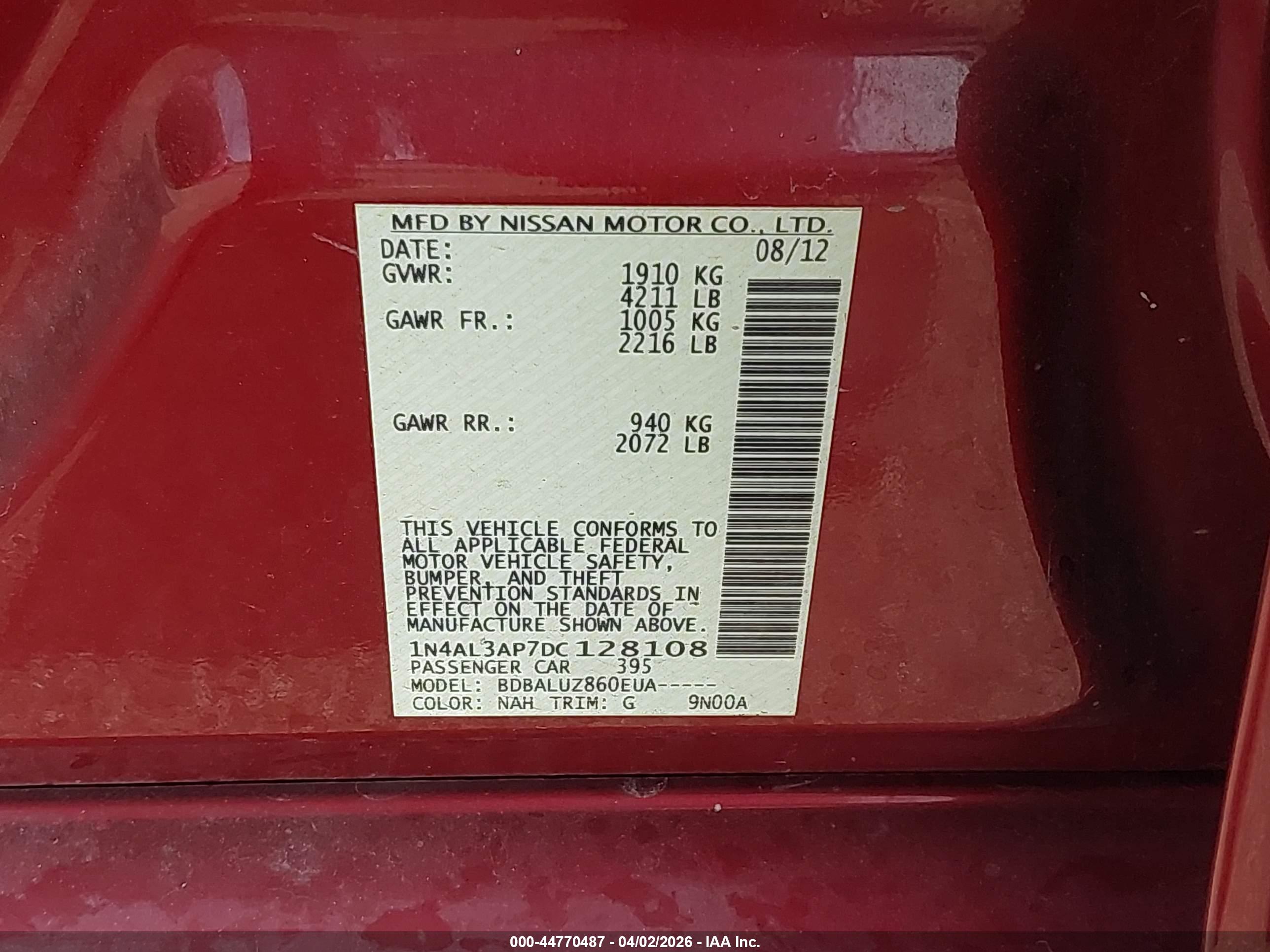NISSAN ALTIMA image 9