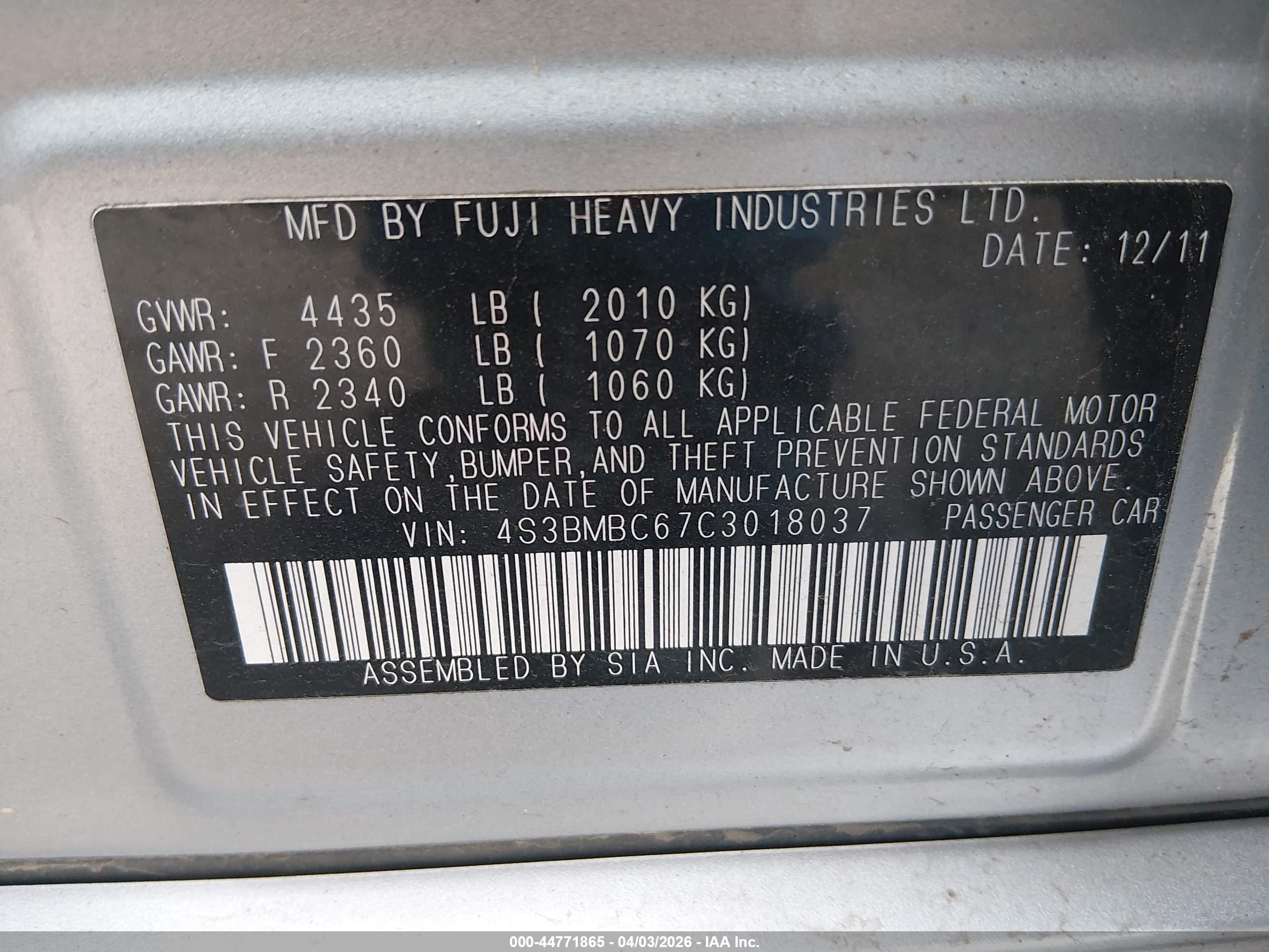 SUBARU LEGACY image 9