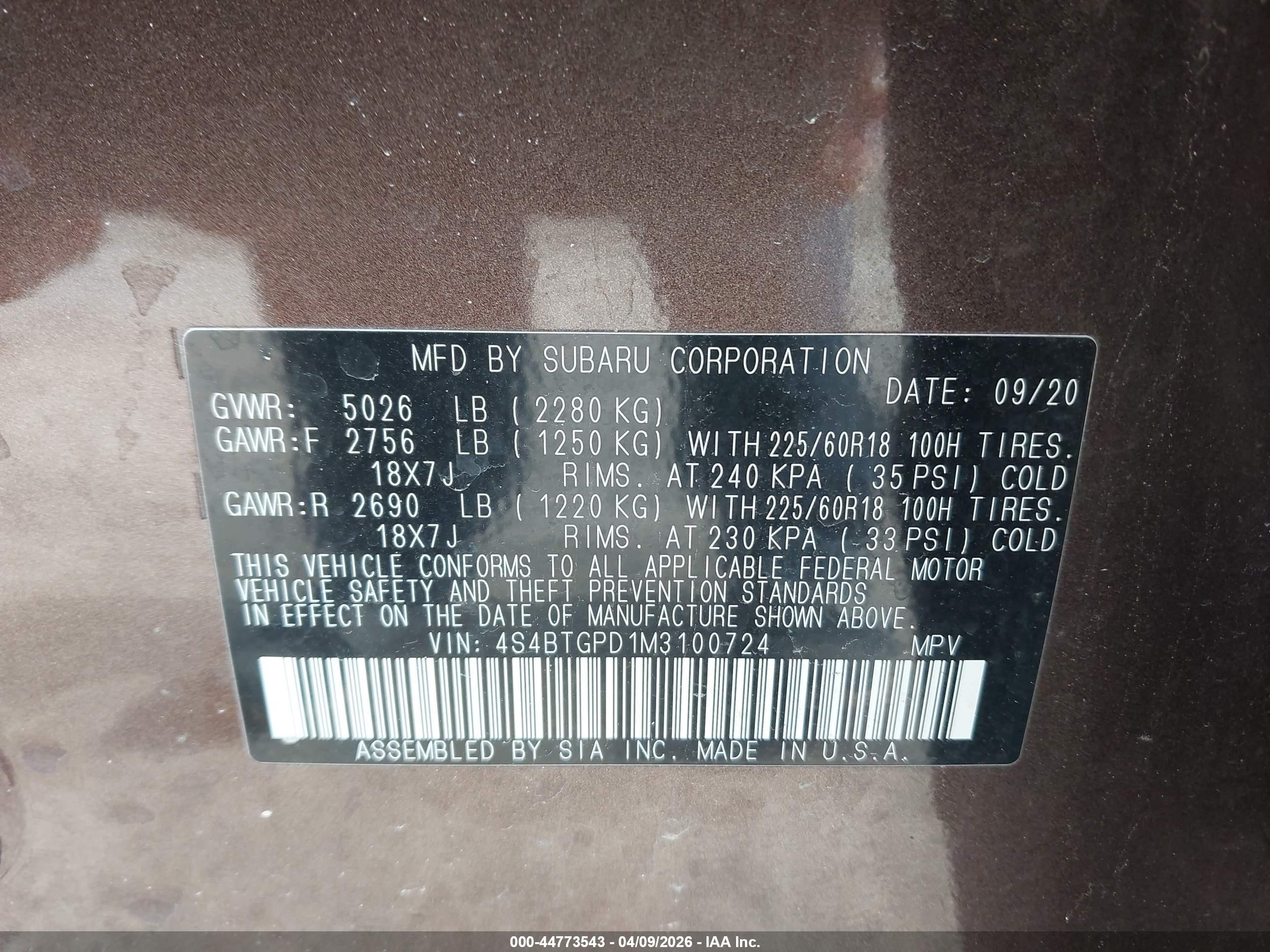 SUBARU OUTBACK image 9