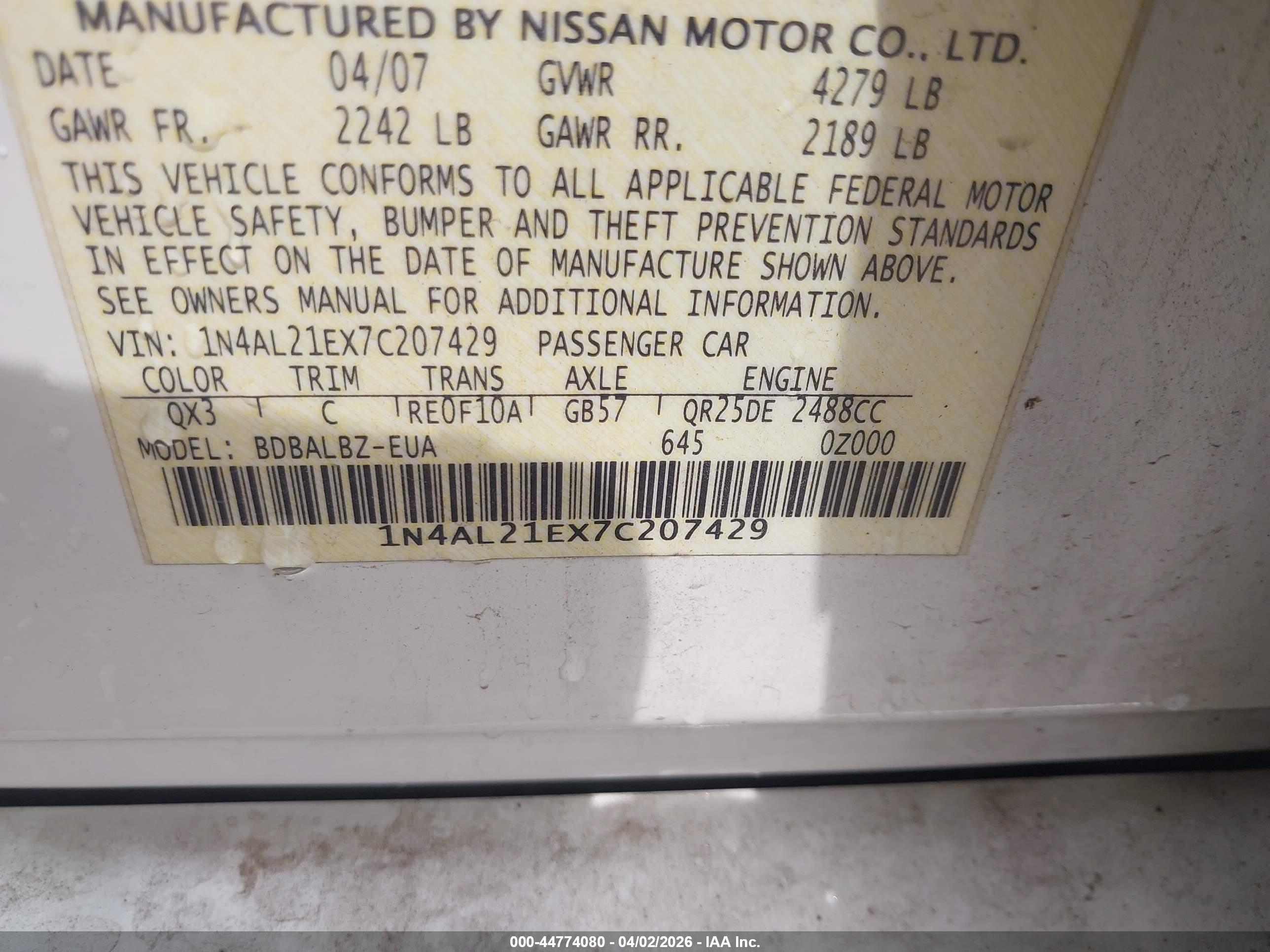NISSAN ALTIMA image 9
