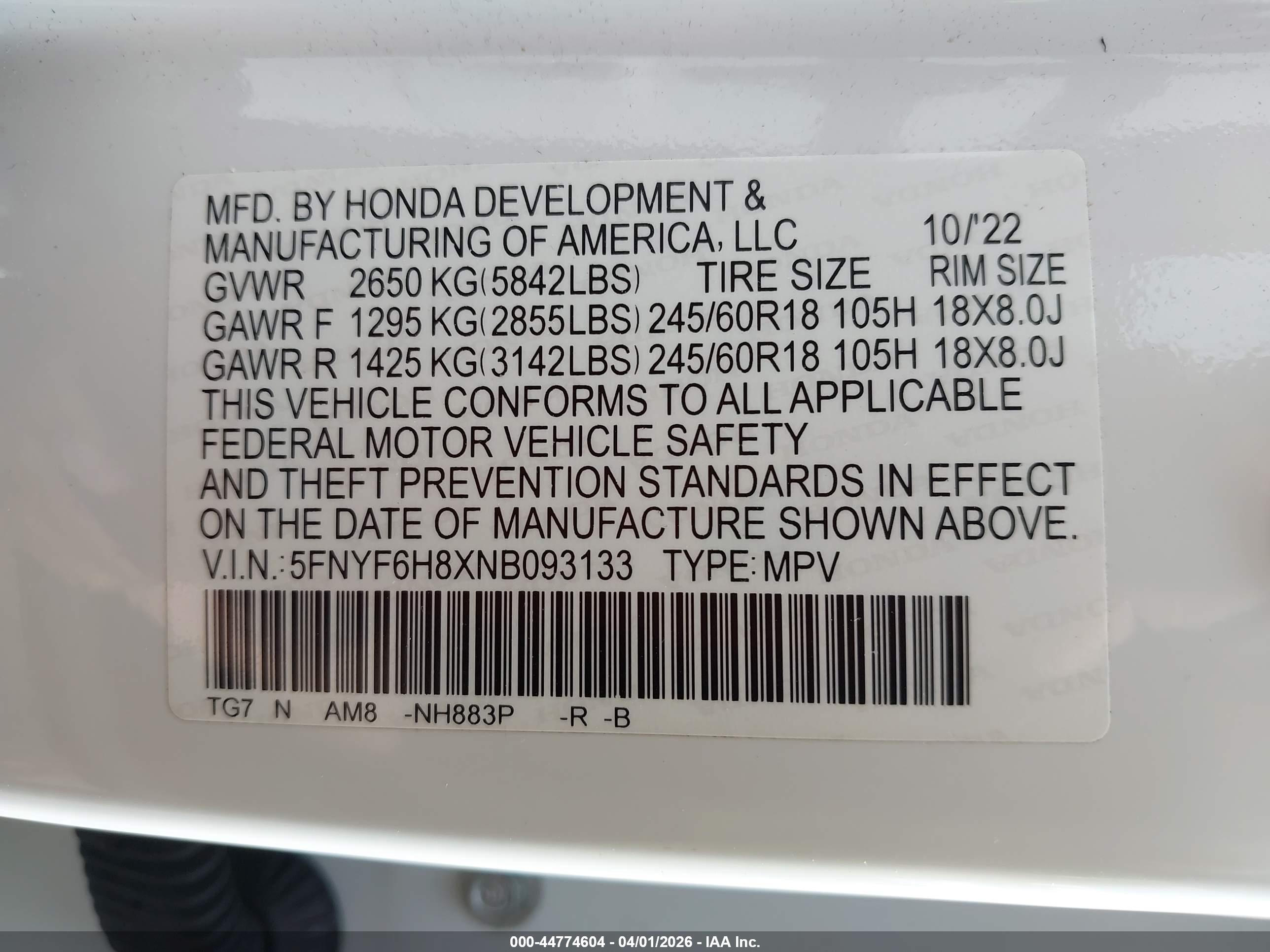 HONDA PILOT image 9