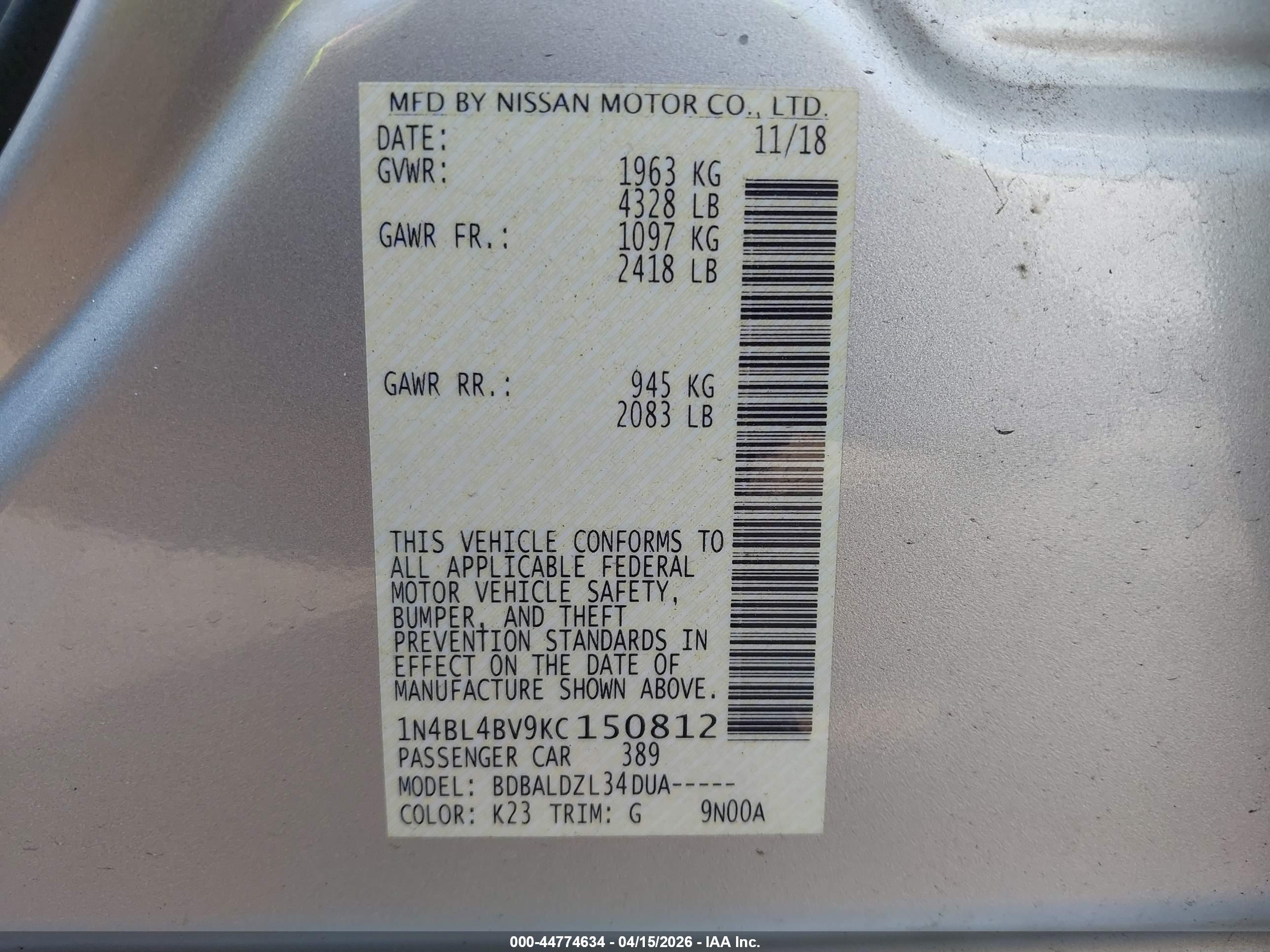 NISSAN ALTIMA image 9