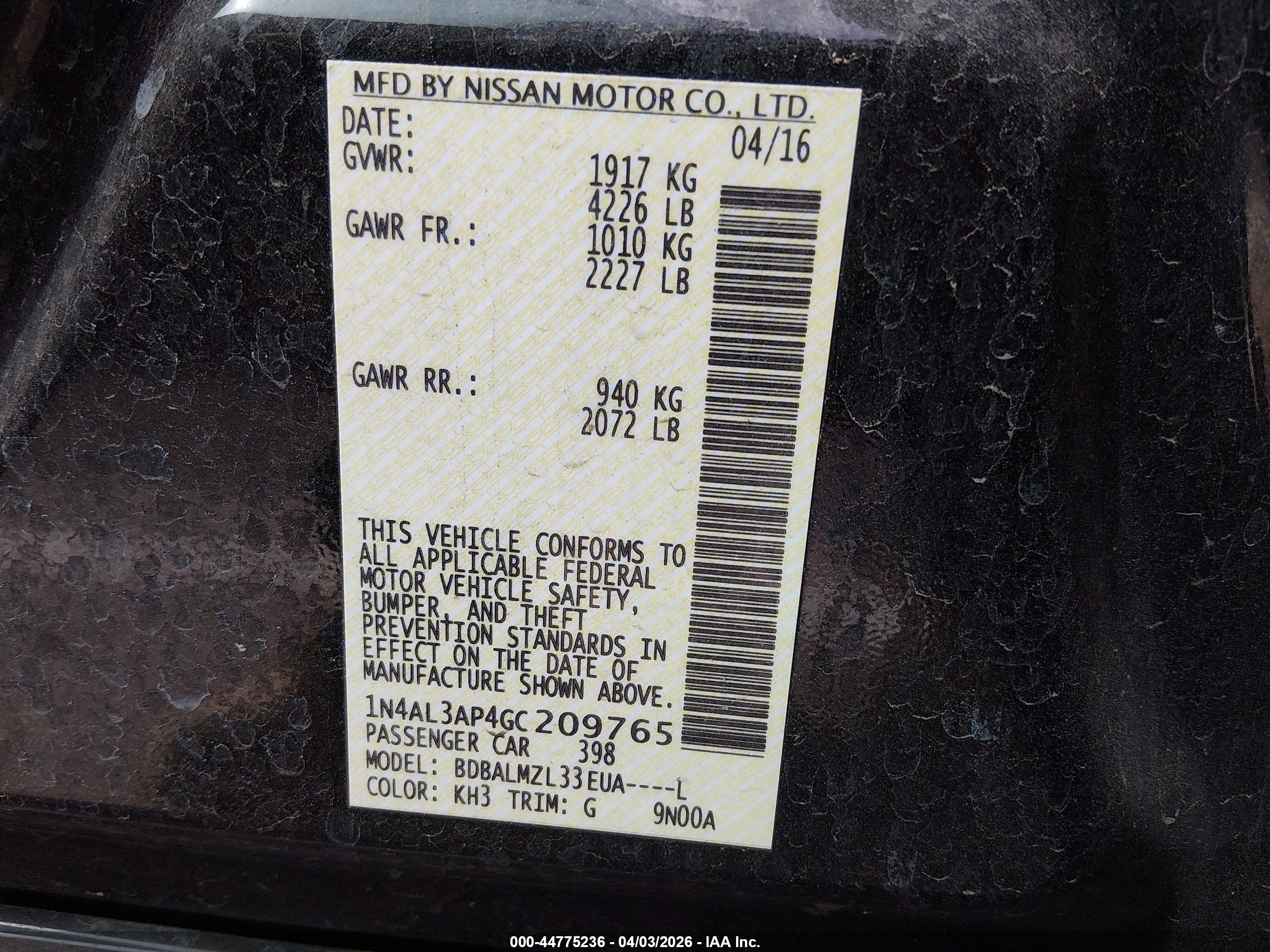 NISSAN ALTIMA image 9