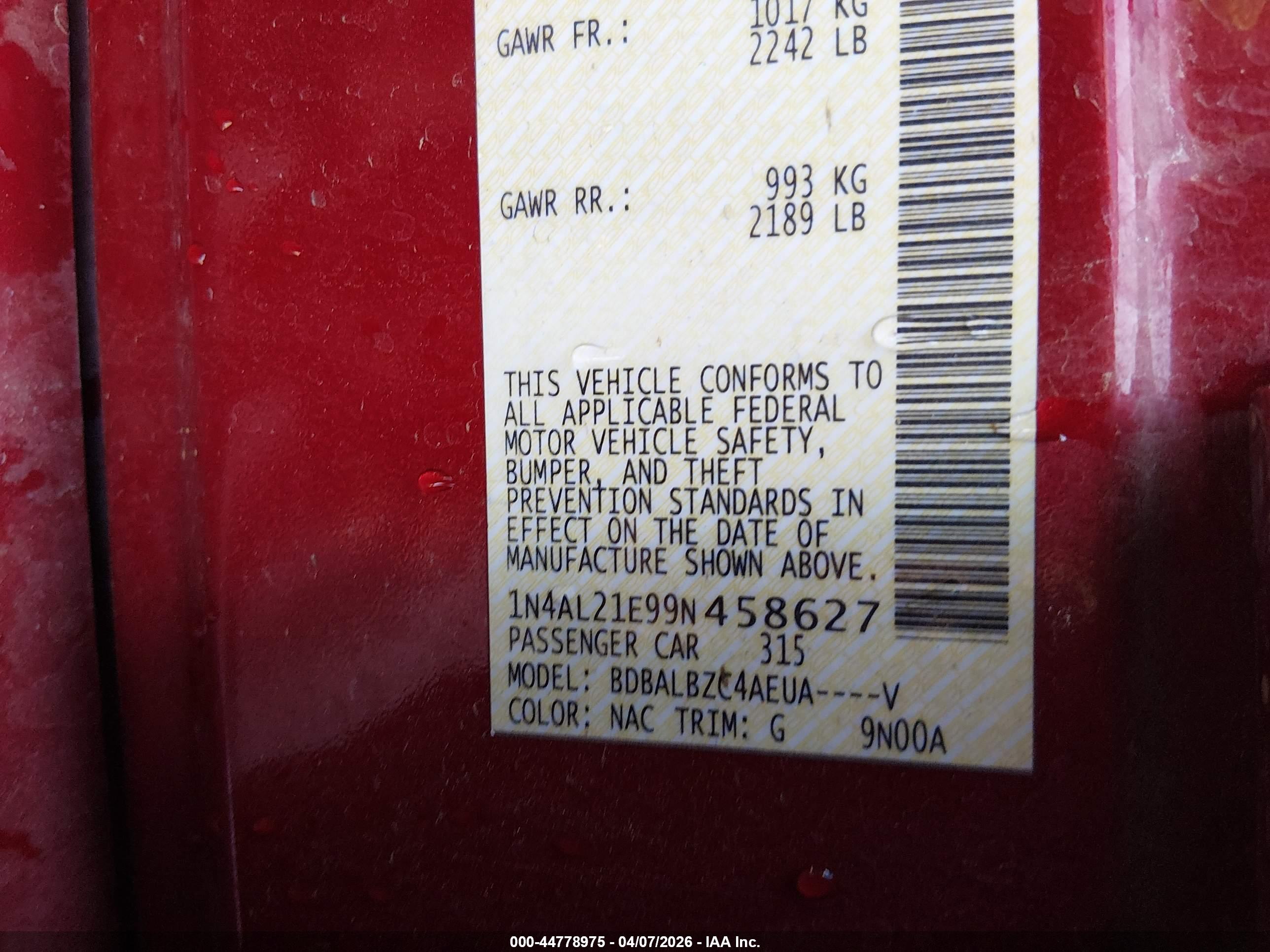 NISSAN ALTIMA image 9
