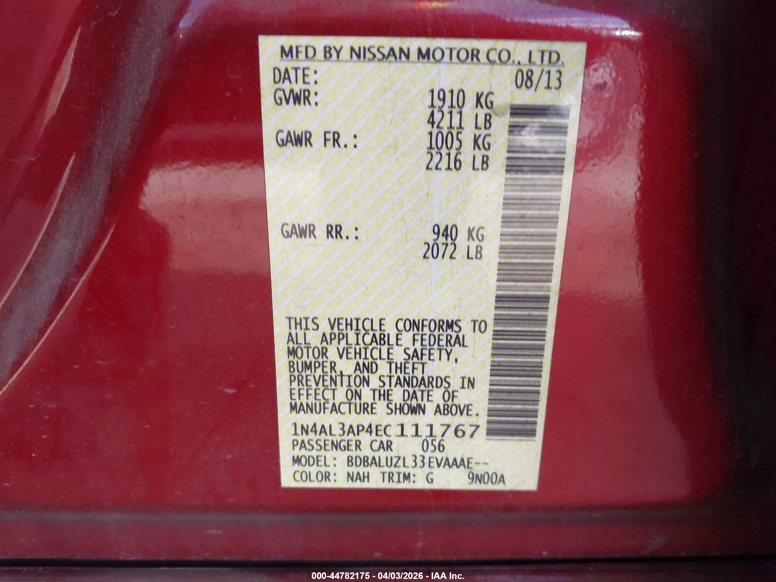NISSAN ALTIMA image 9