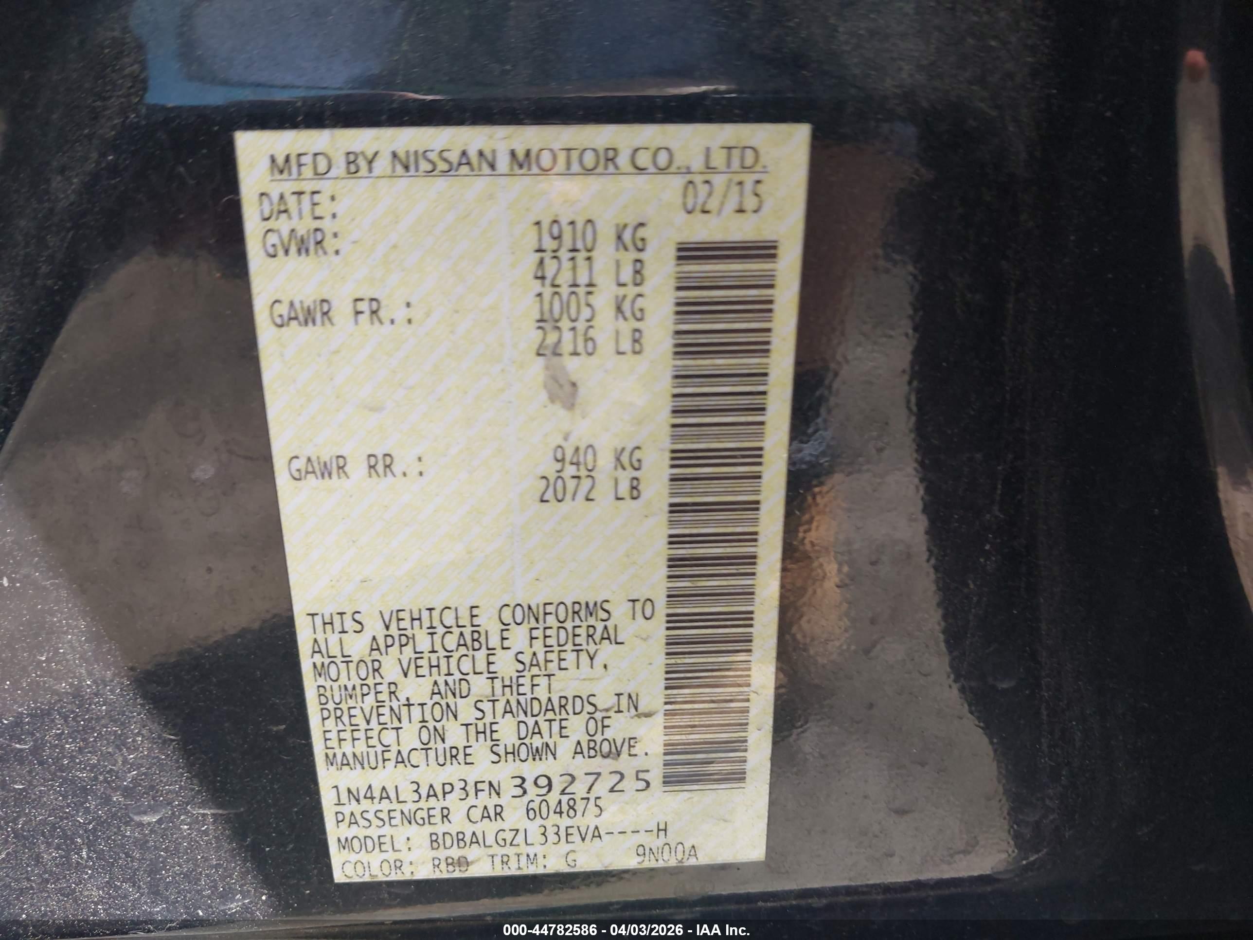 NISSAN ALTIMA image 9