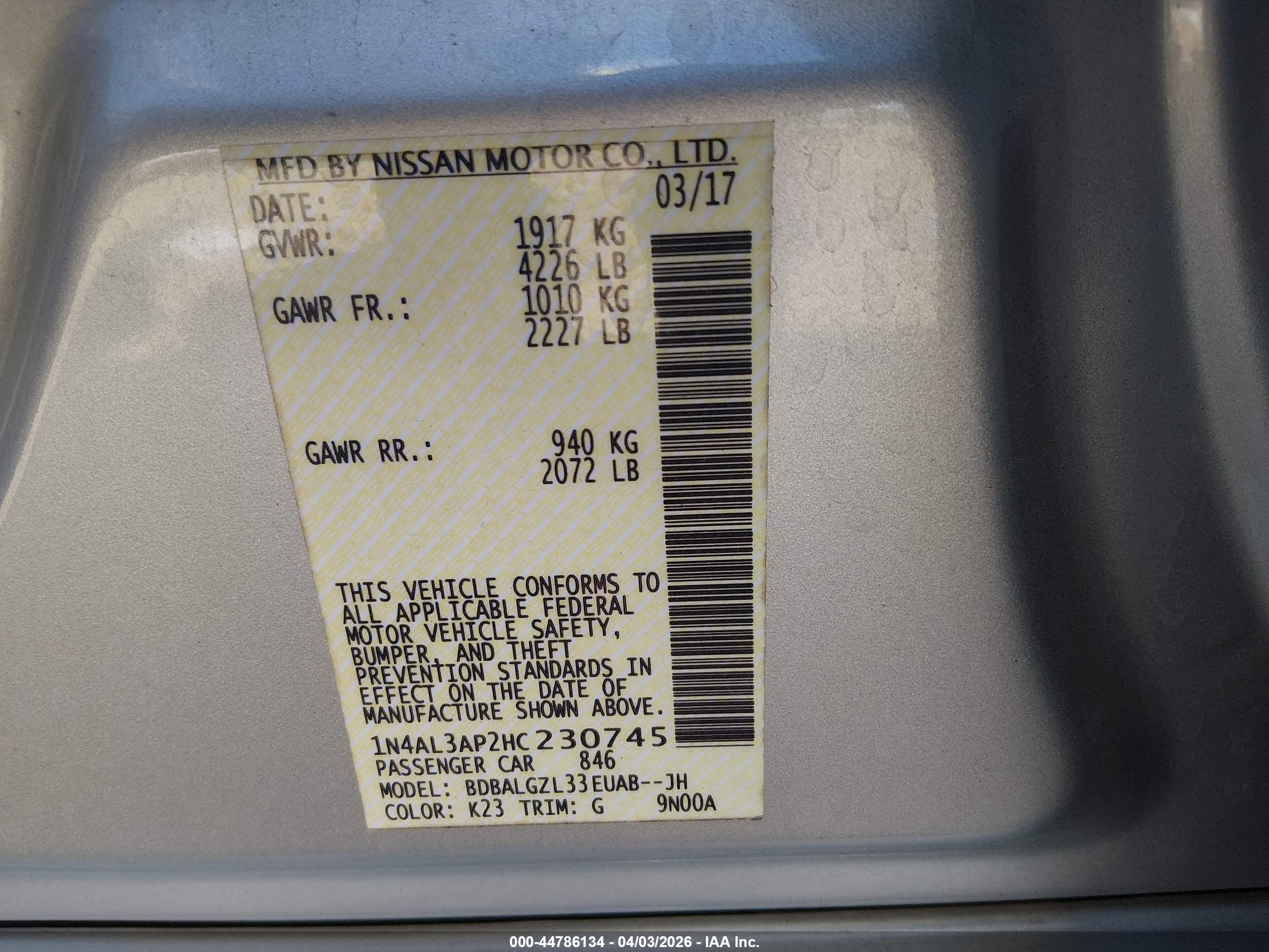 NISSAN ALTIMA image 9
