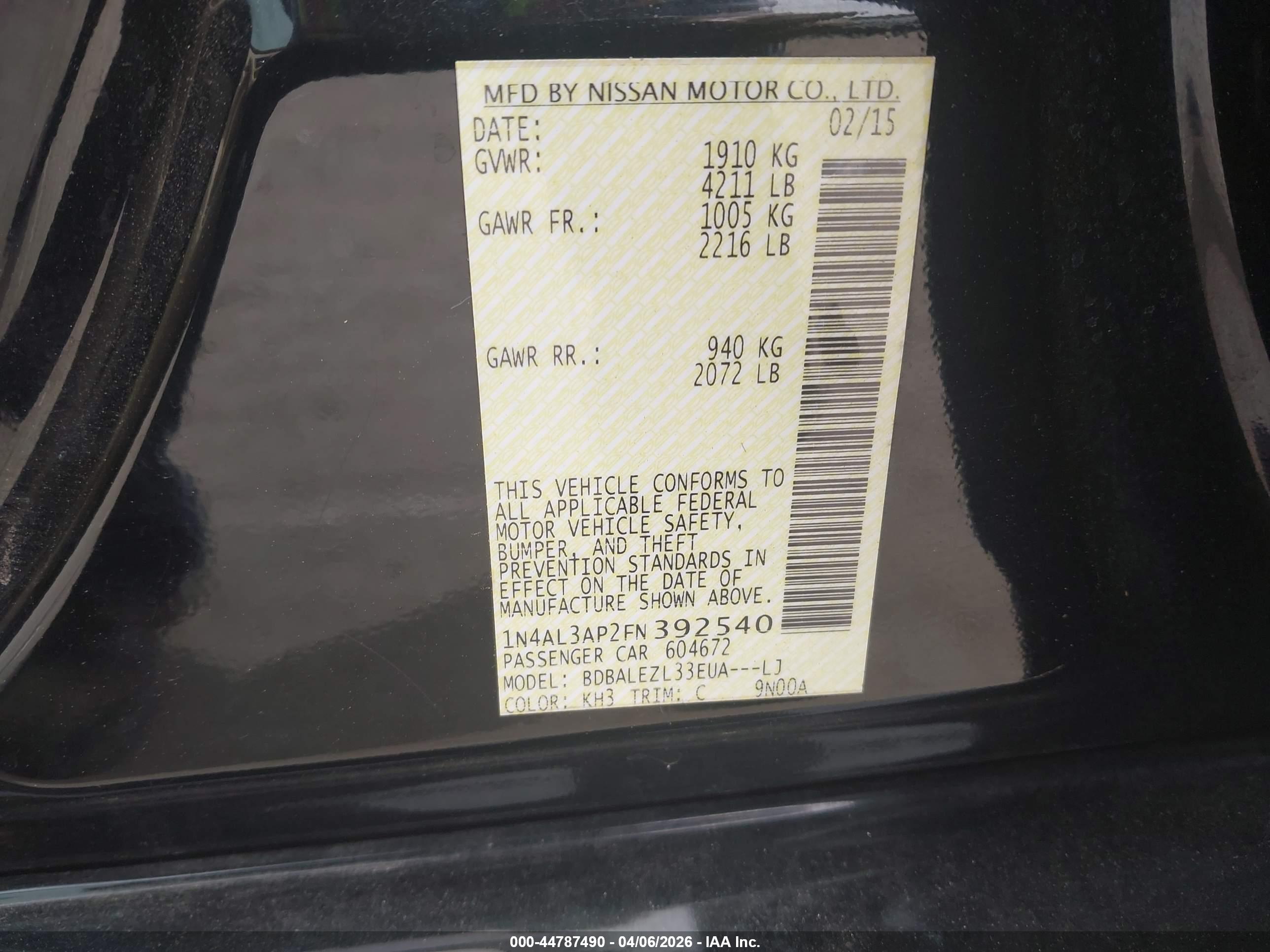 NISSAN ALTIMA image 9