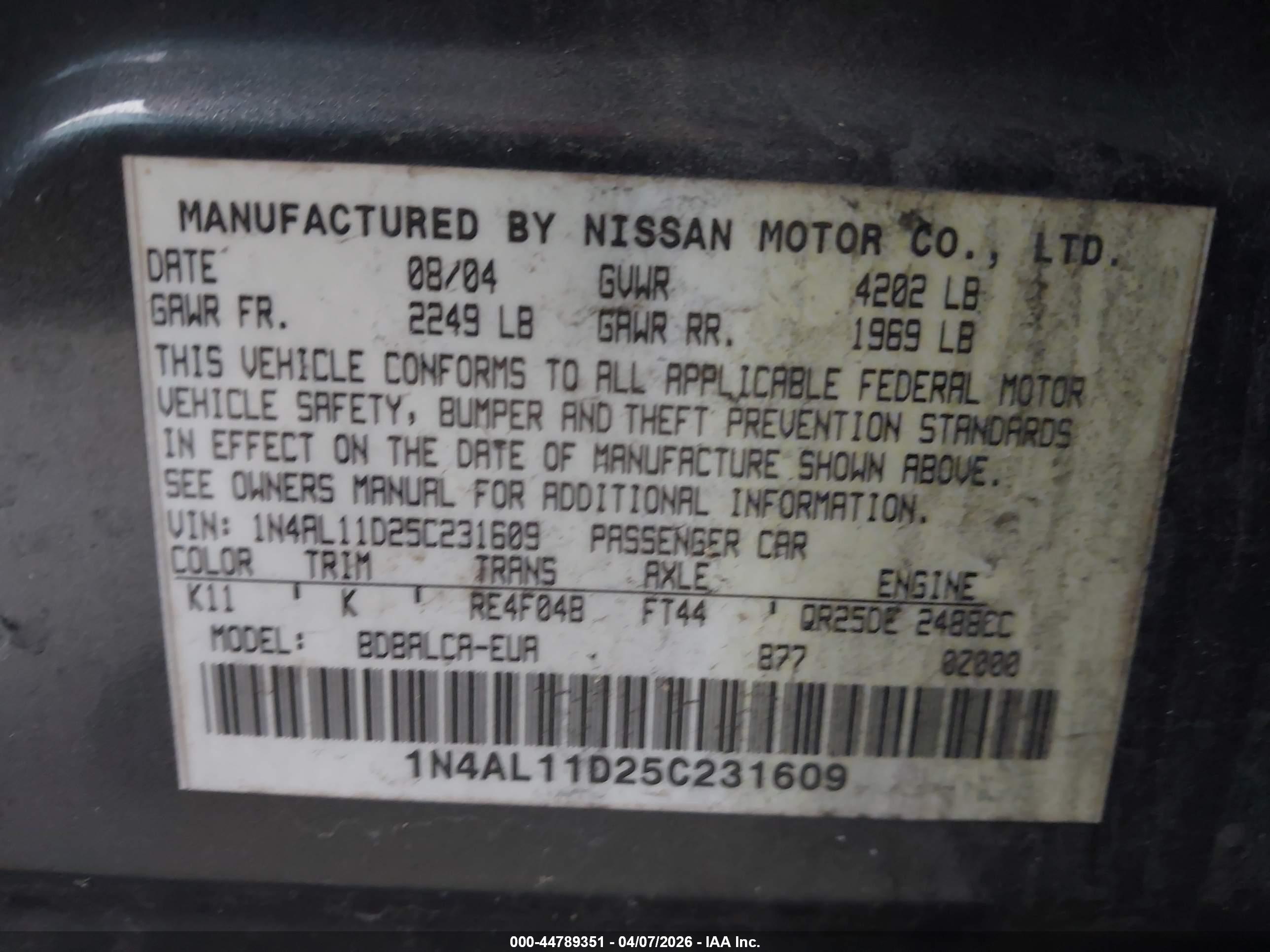 NISSAN ALTIMA image 9