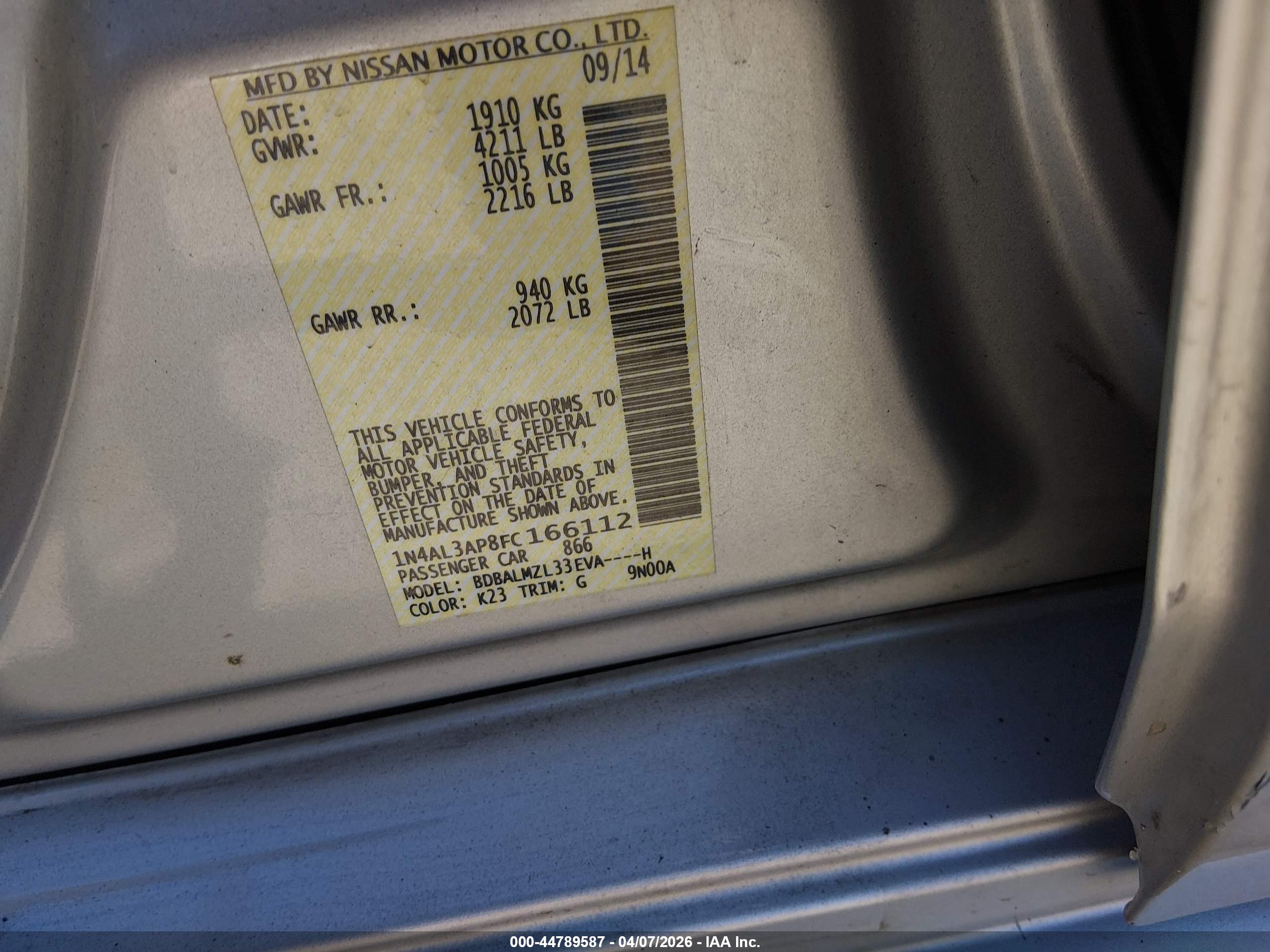 NISSAN ALTIMA image 9