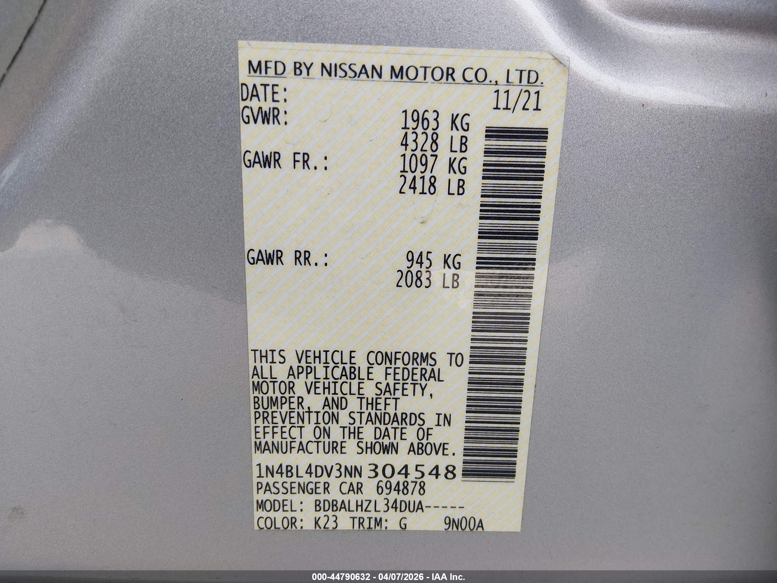 NISSAN ALTIMA image 9