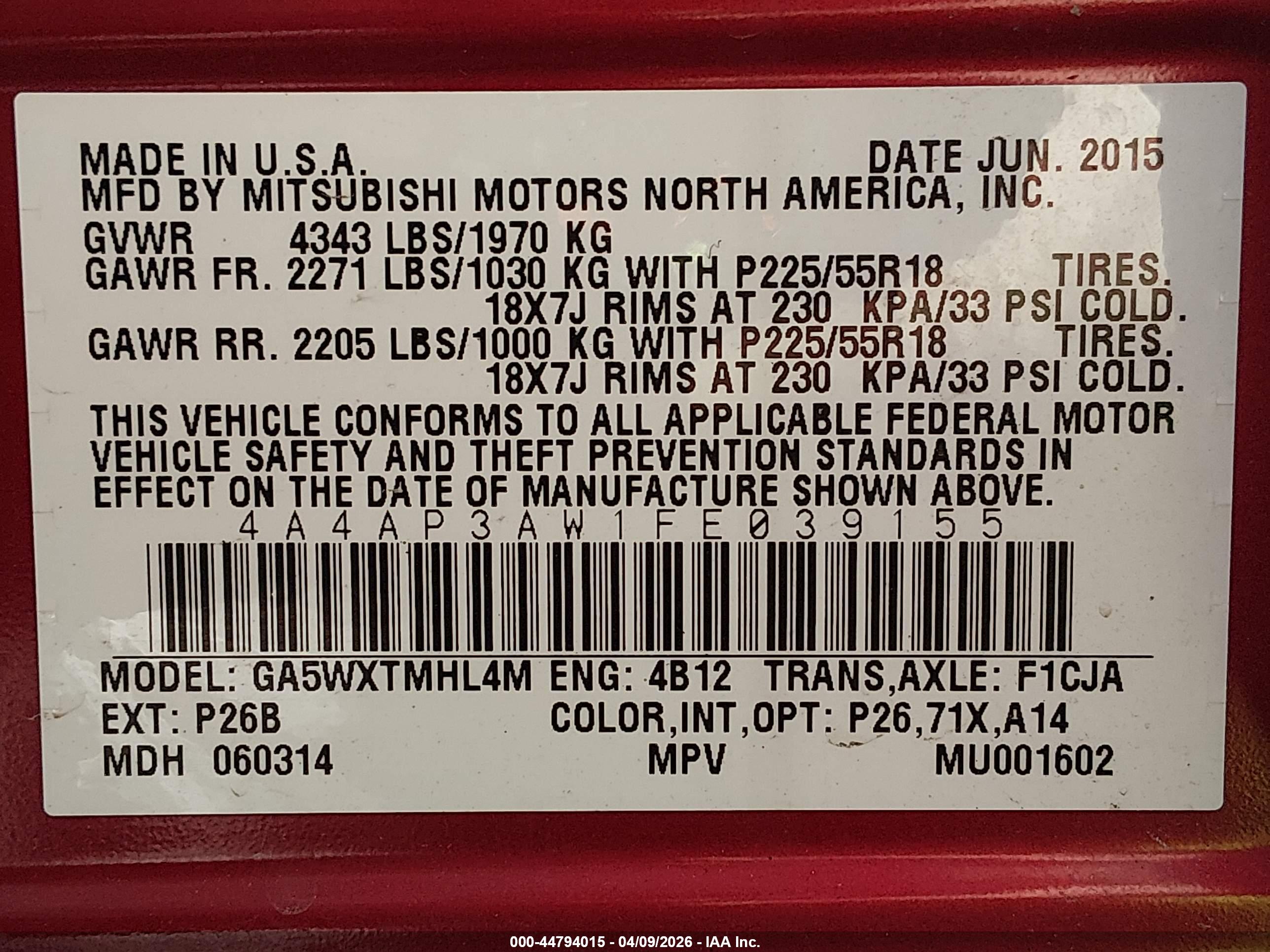 MITSUBISHI OUTLANDER image 9