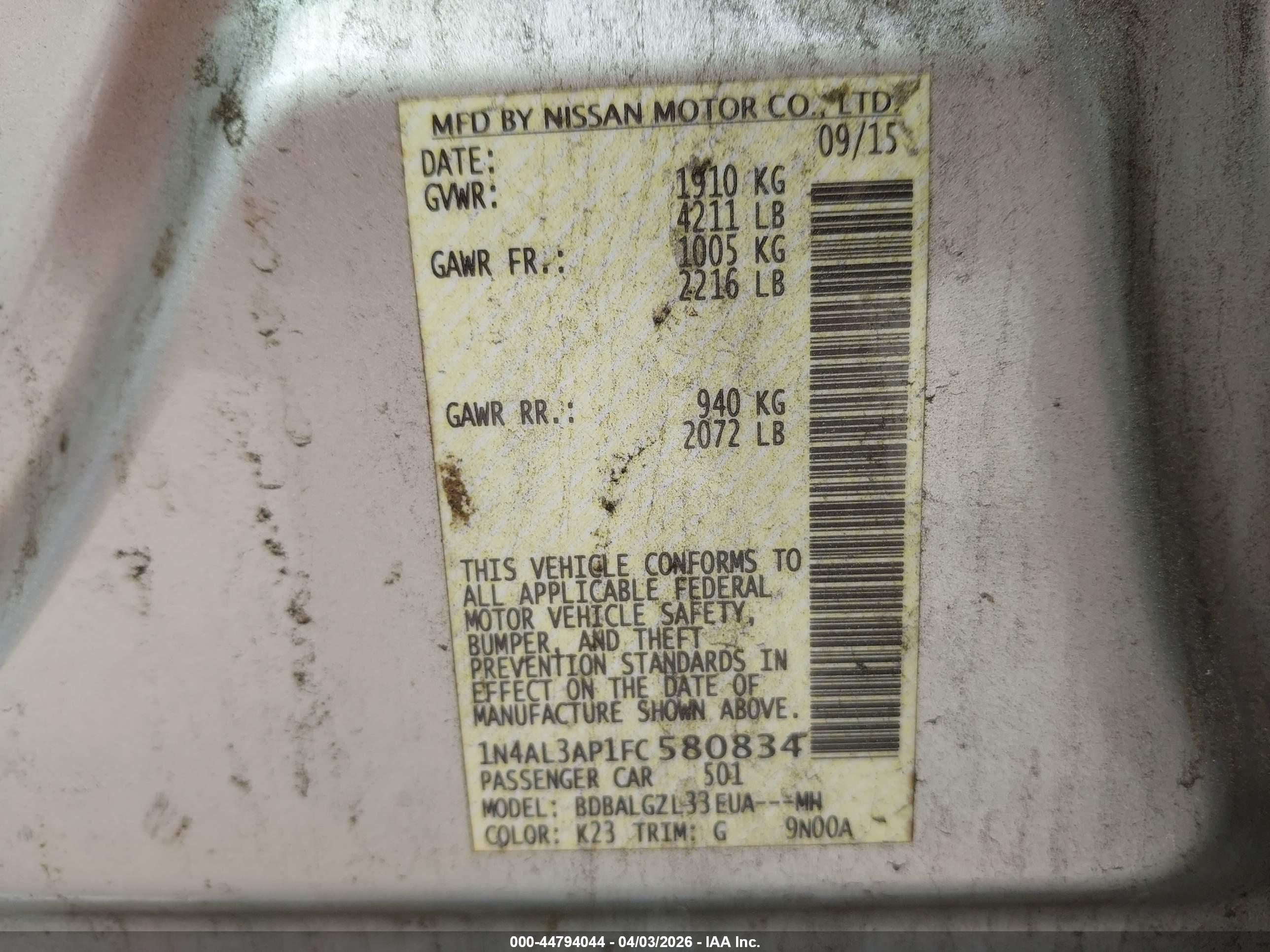 NISSAN ALTIMA image 9