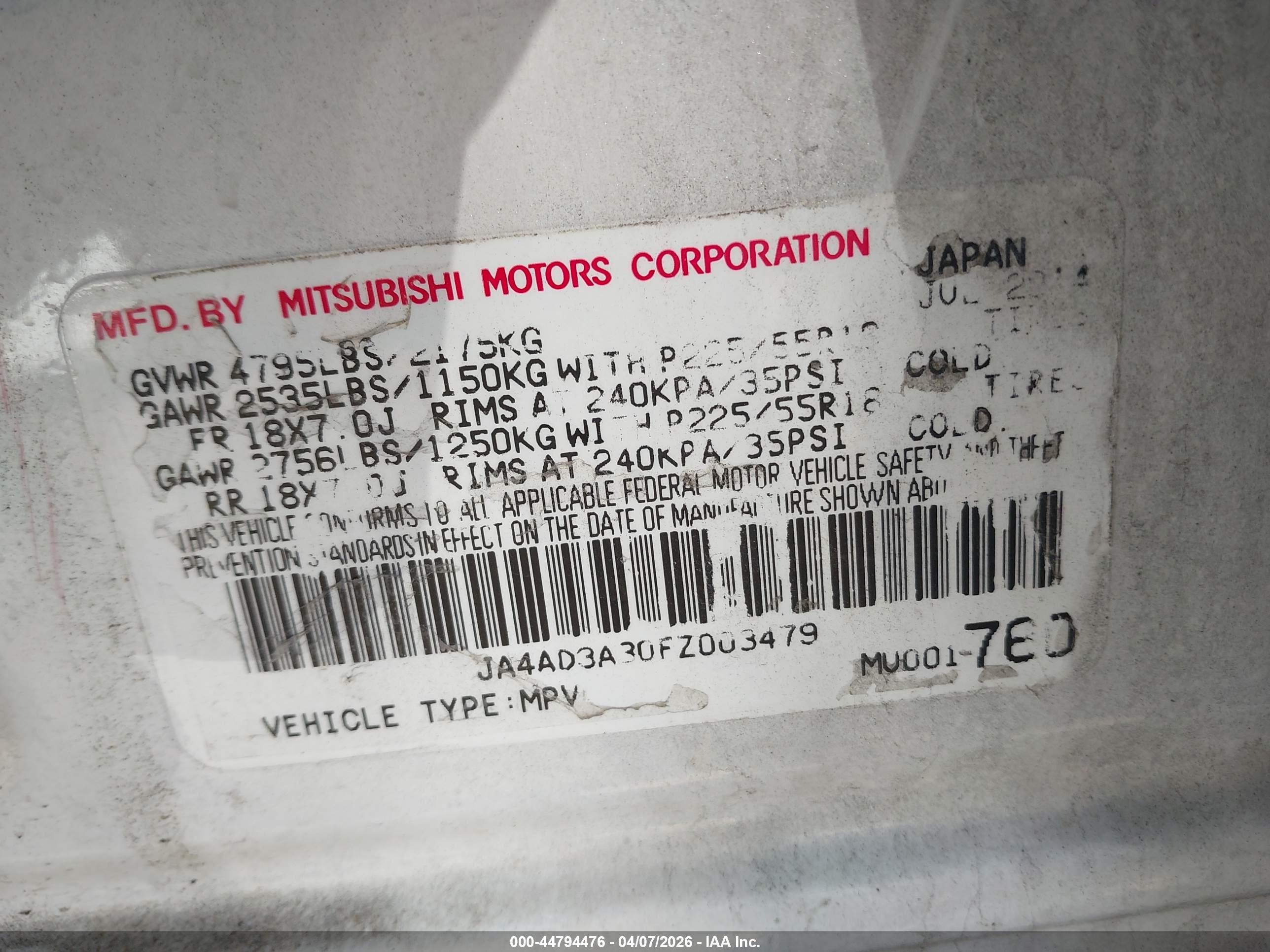 MITSUBISHI OUTLANDER image 9