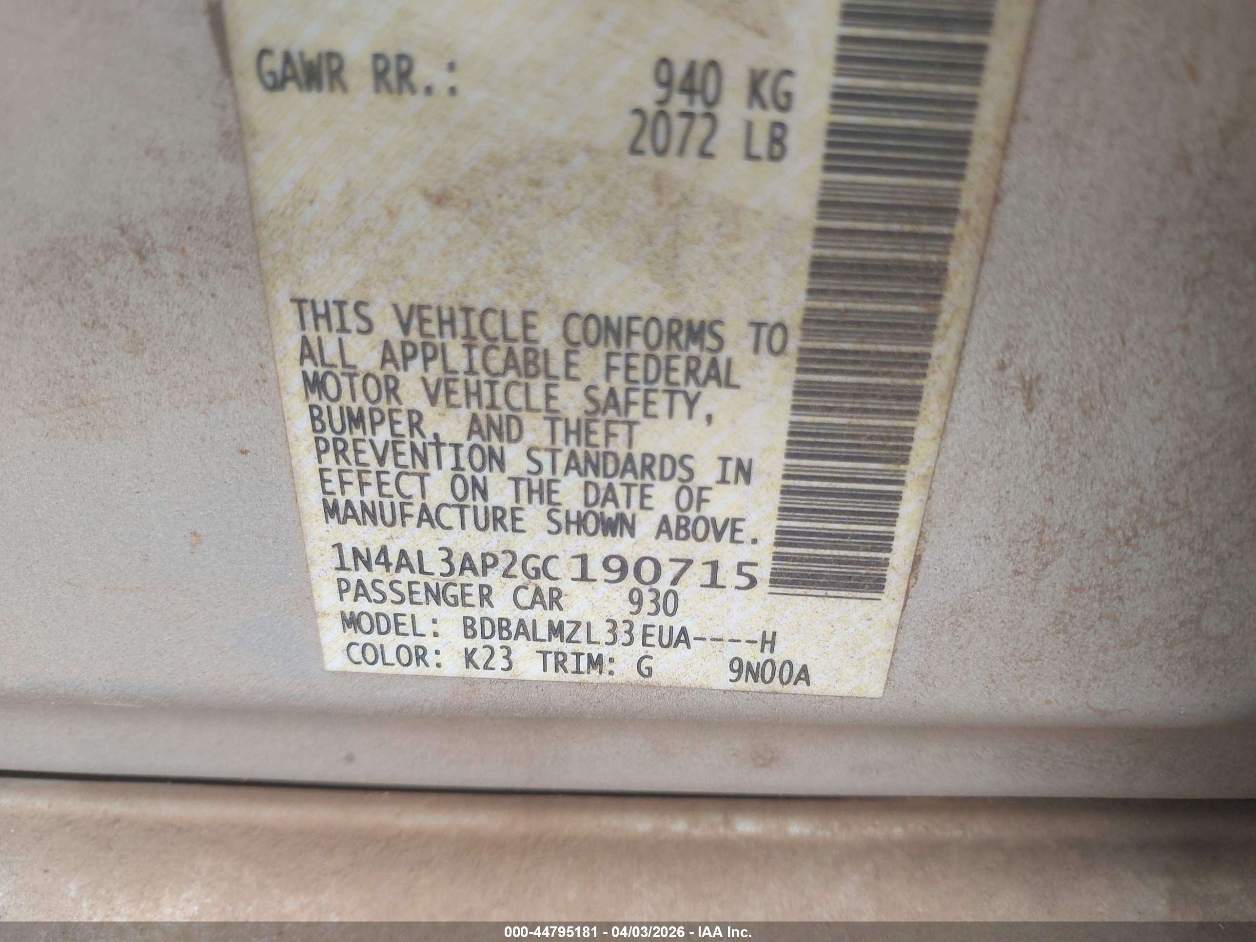 NISSAN ALTIMA image 9