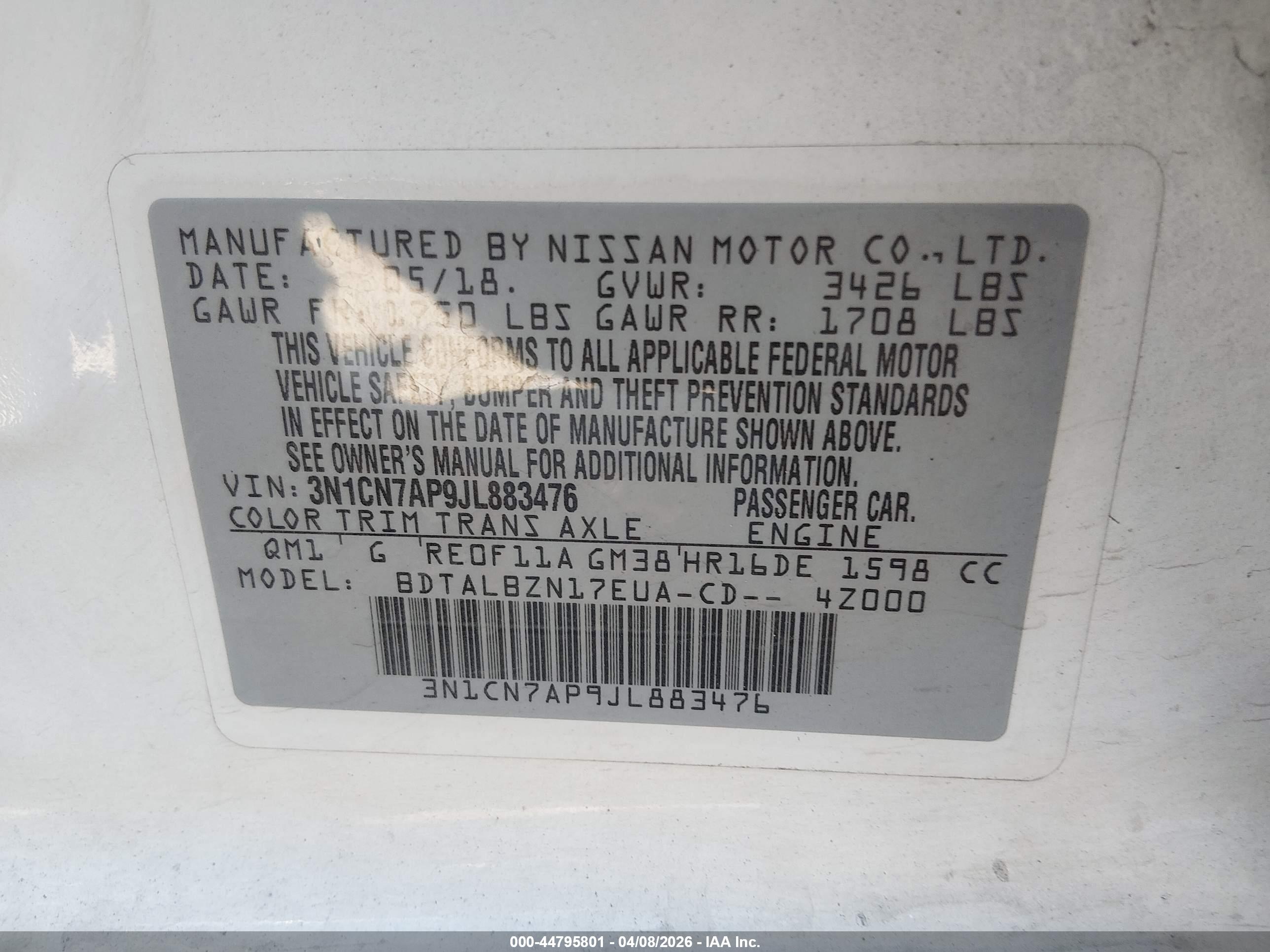 NISSAN VERSA image 9