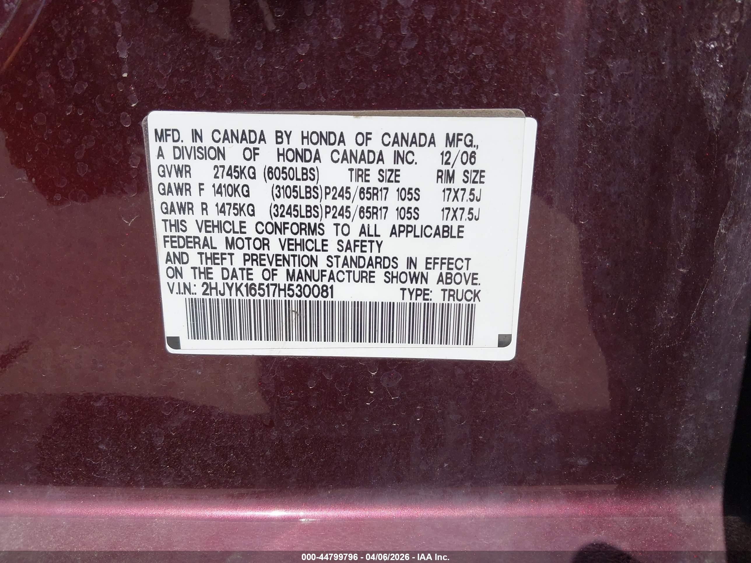 HONDA RIDGELINE image 9