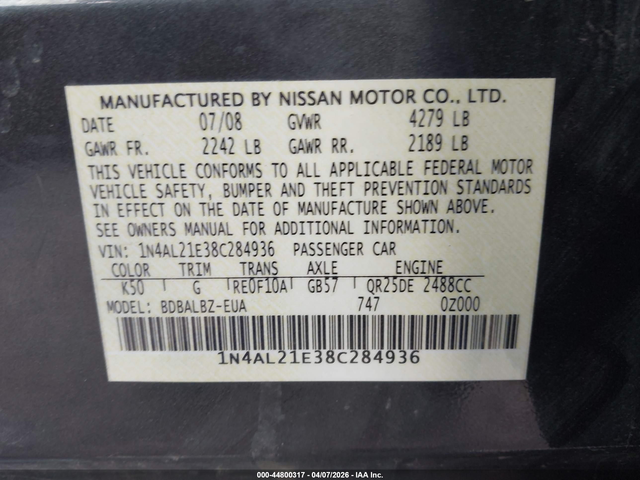 NISSAN ALTIMA image 9