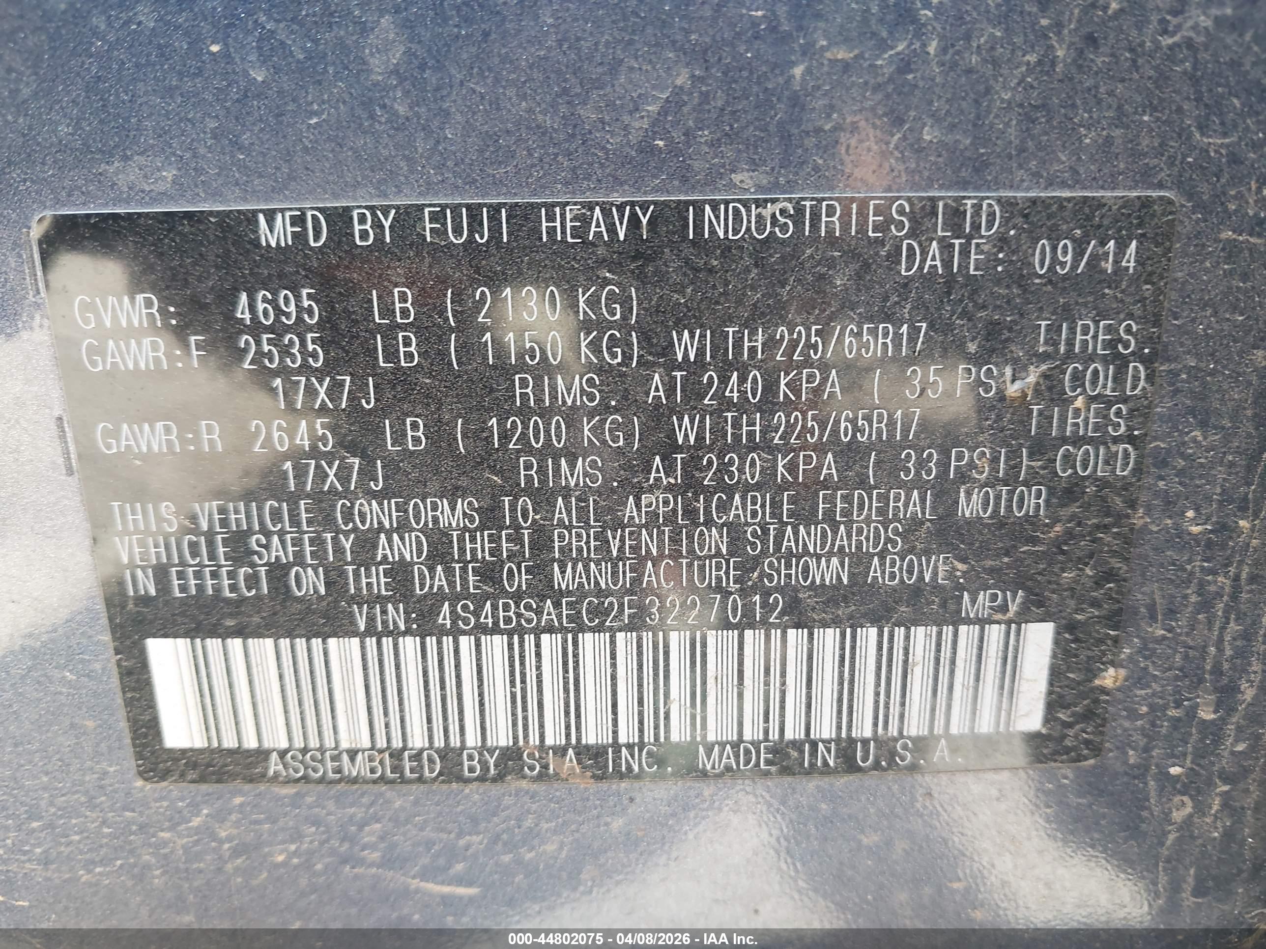 SUBARU OUTBACK image 9