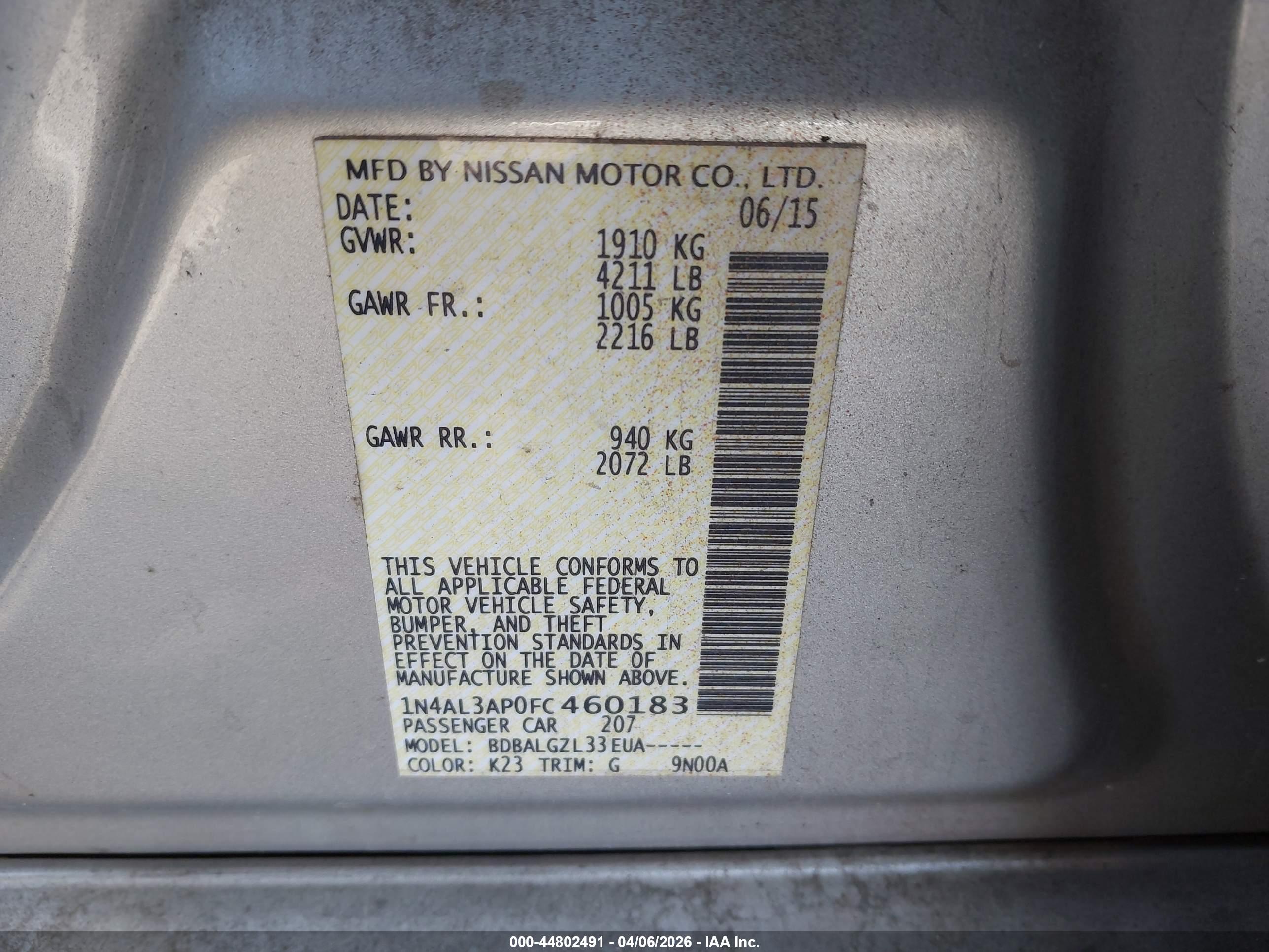 NISSAN ALTIMA image 9