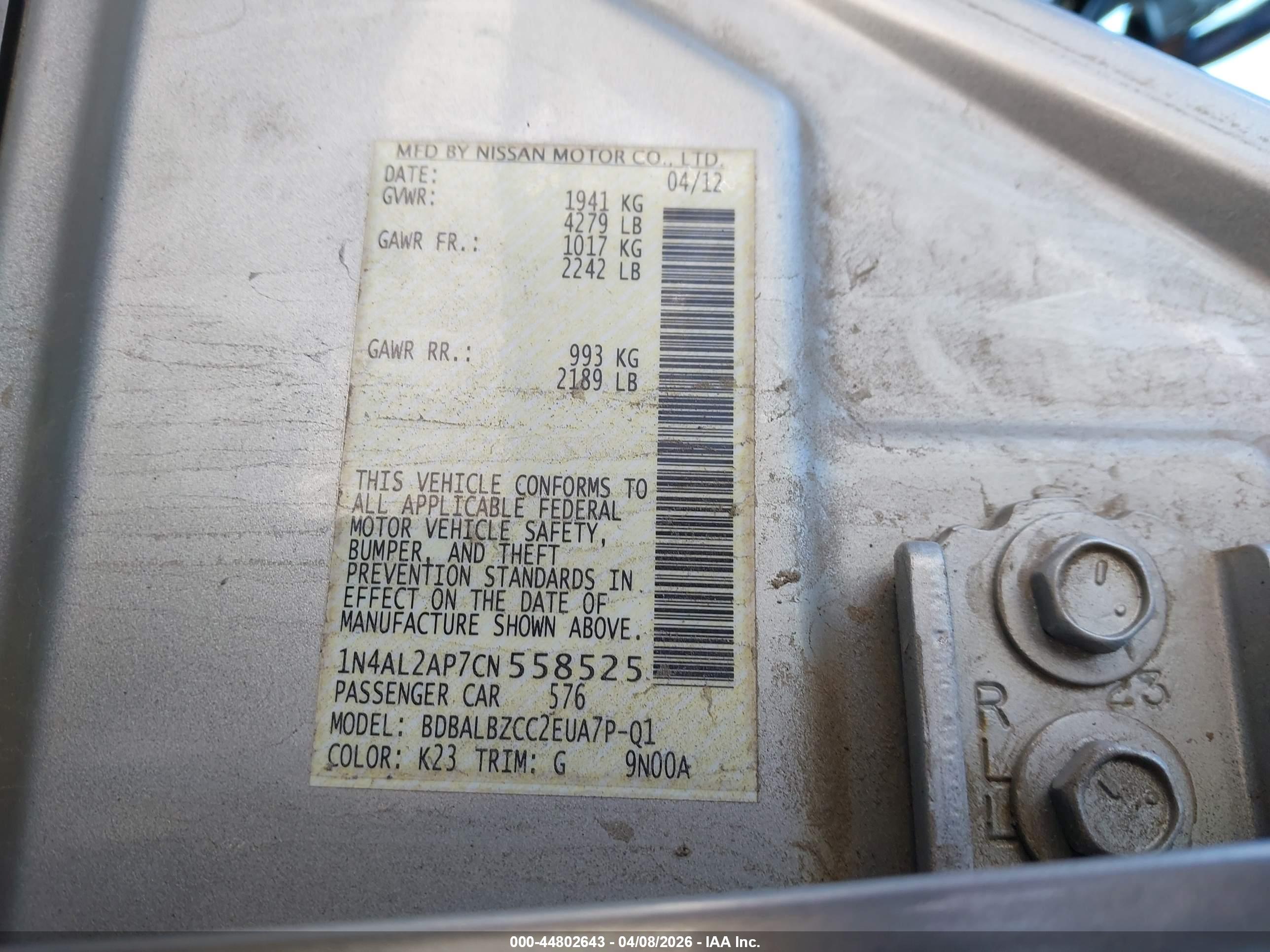 NISSAN ALTIMA image 9